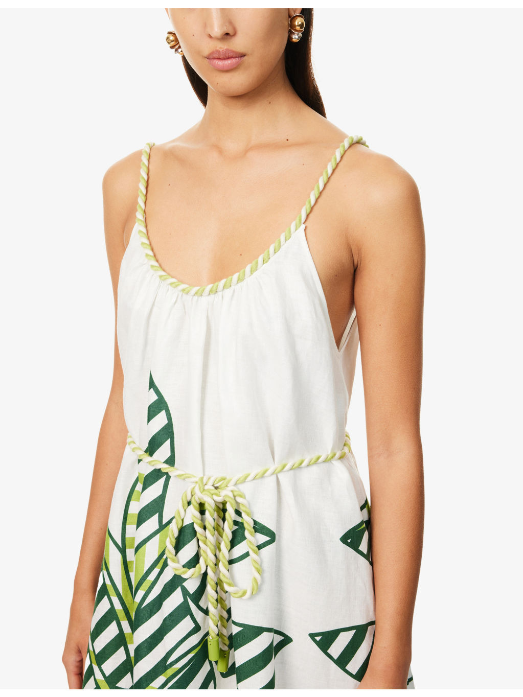 Banana Tree Shoulder-Straps Linen Maxi Dress - 5