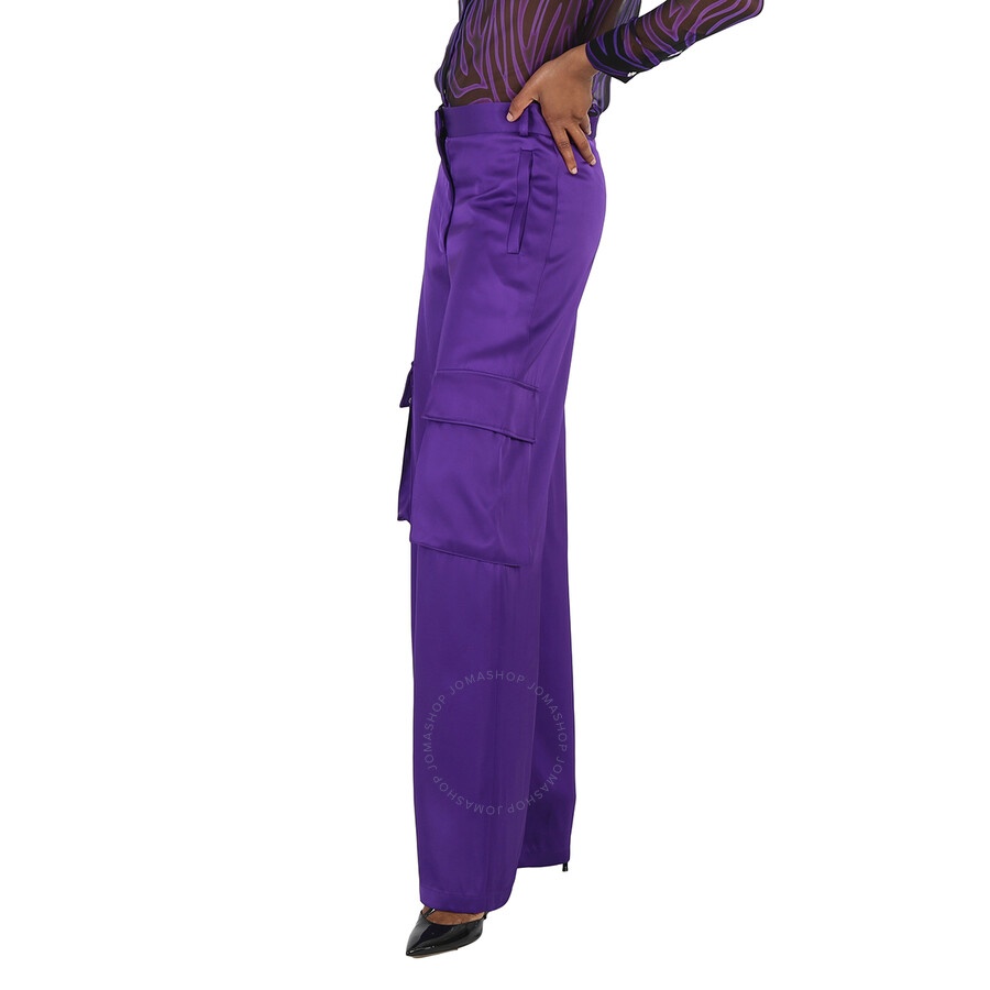 Versace Ladies Bright Dark Orchid Wide-Leg Cargo Pants - 5