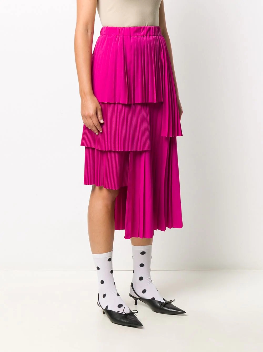 pleated tiered-design  skirt - 3