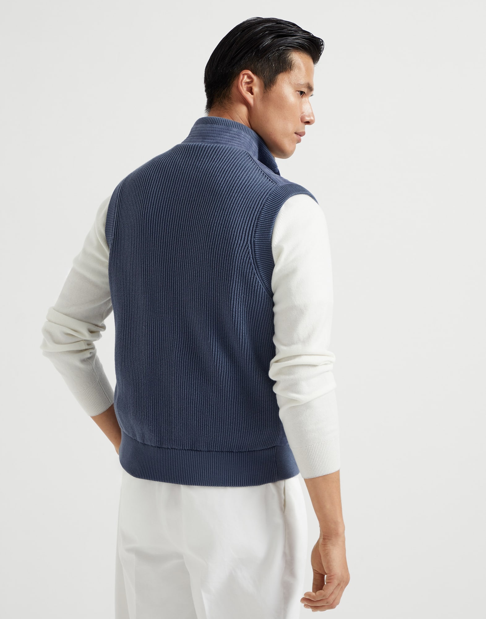 Suede vest with cotton knit inserts - 2