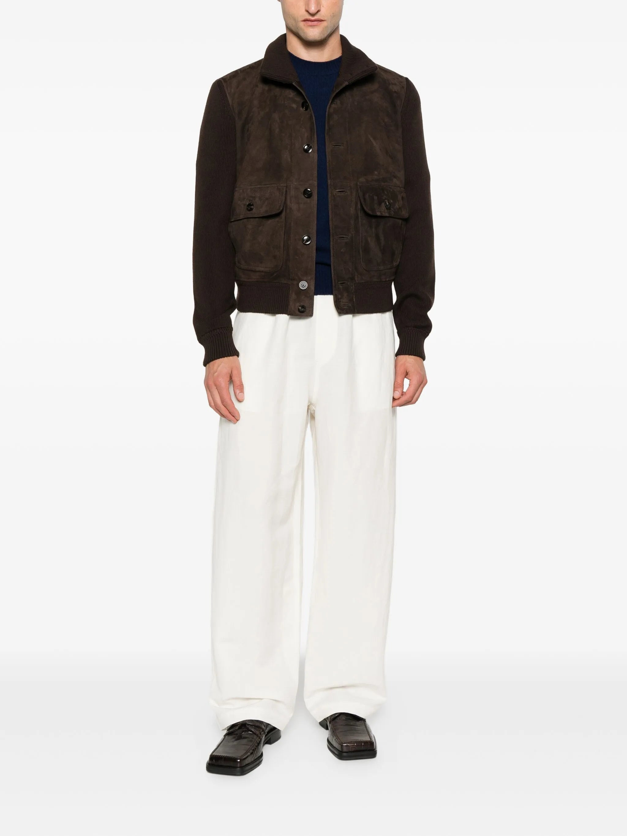 Tom Ford Knitted-sleeves Suede Jacket - 4