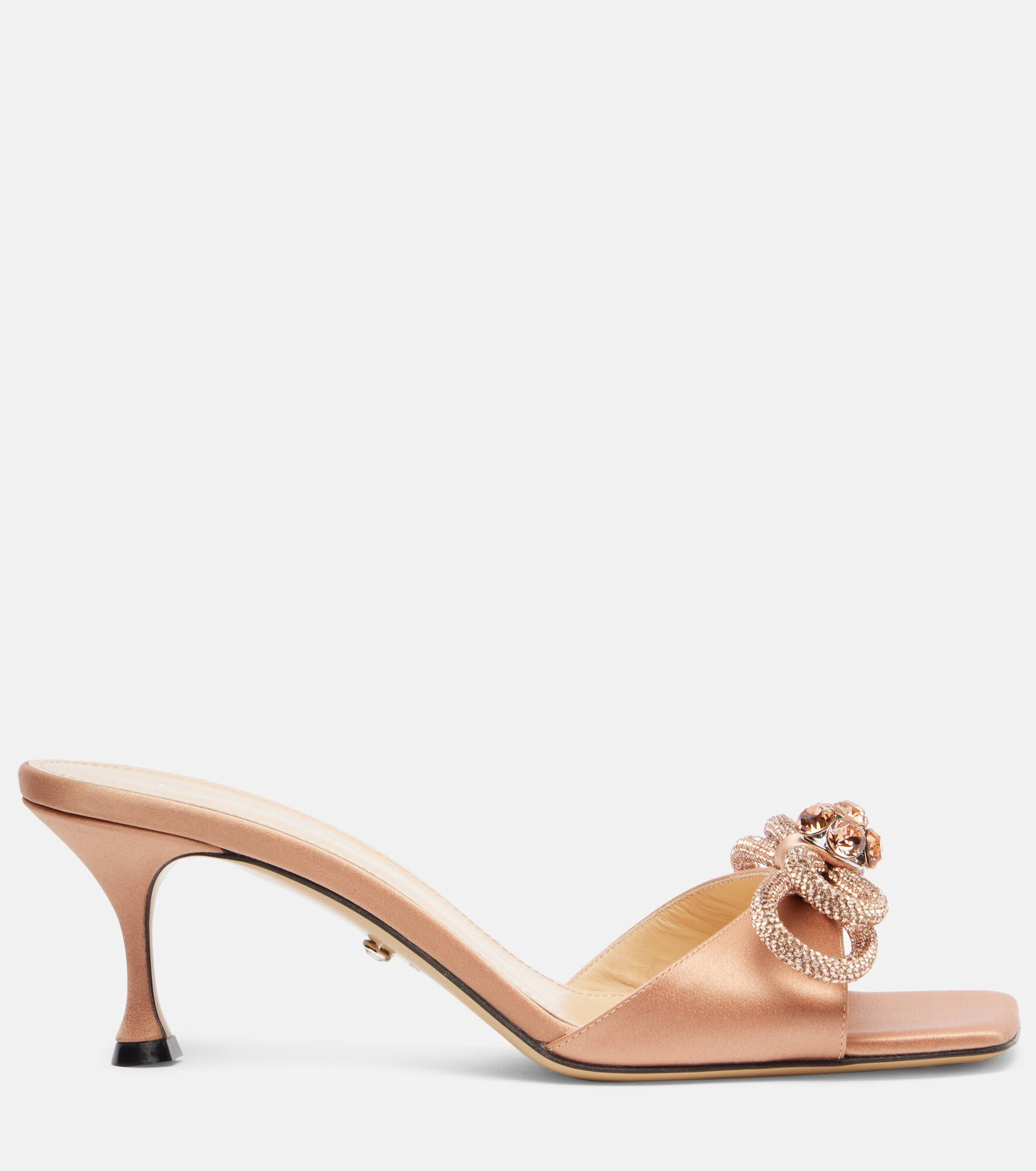 Double Bow embellished satin 65 mules - 4