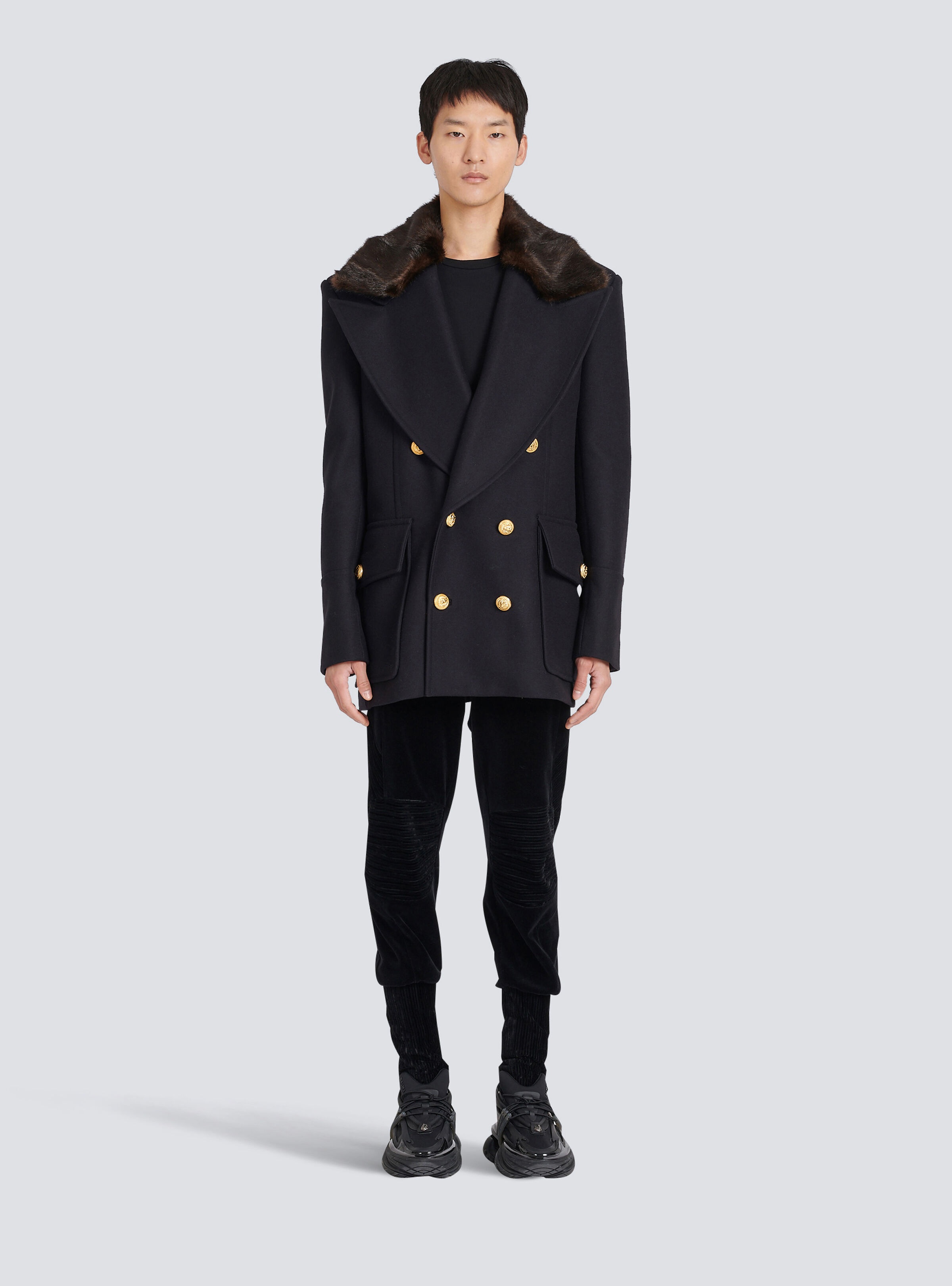 Unisex - Six-button wool coat with detachable collar - 5
