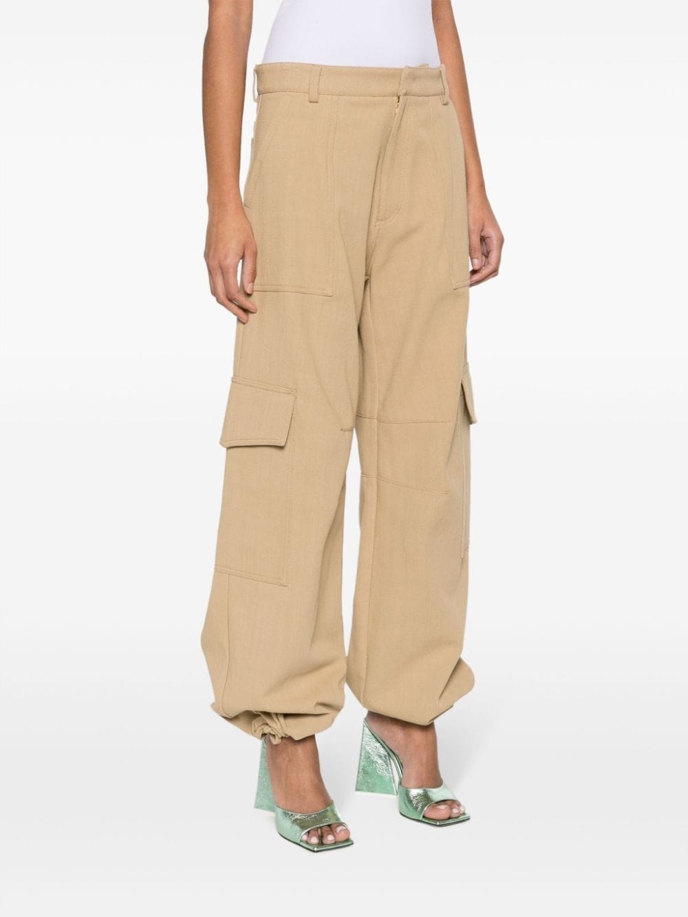 logo-embroidered cargo palazzo pants - 3