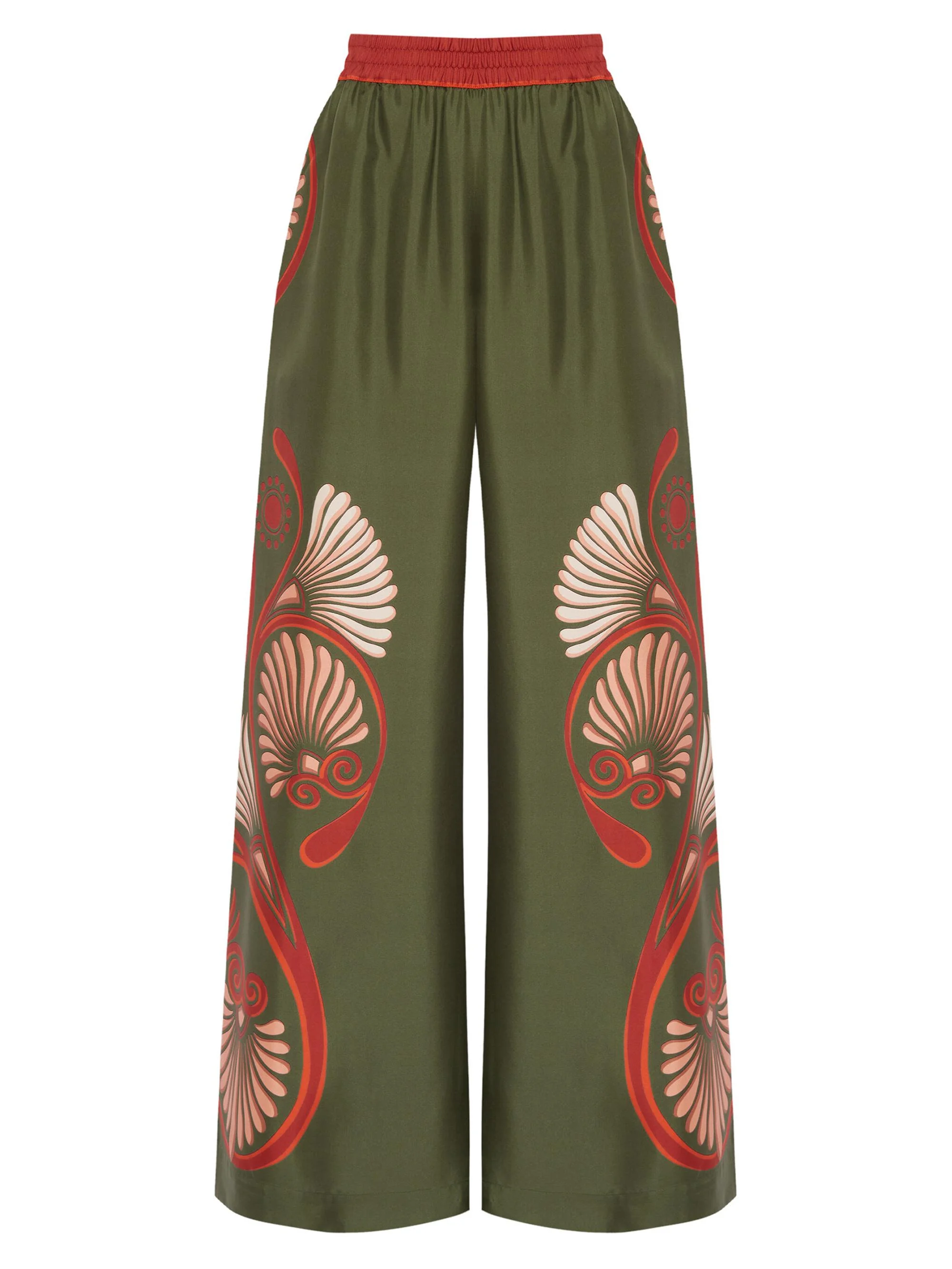 Women's Palazzo Pants - Dark Green - 1