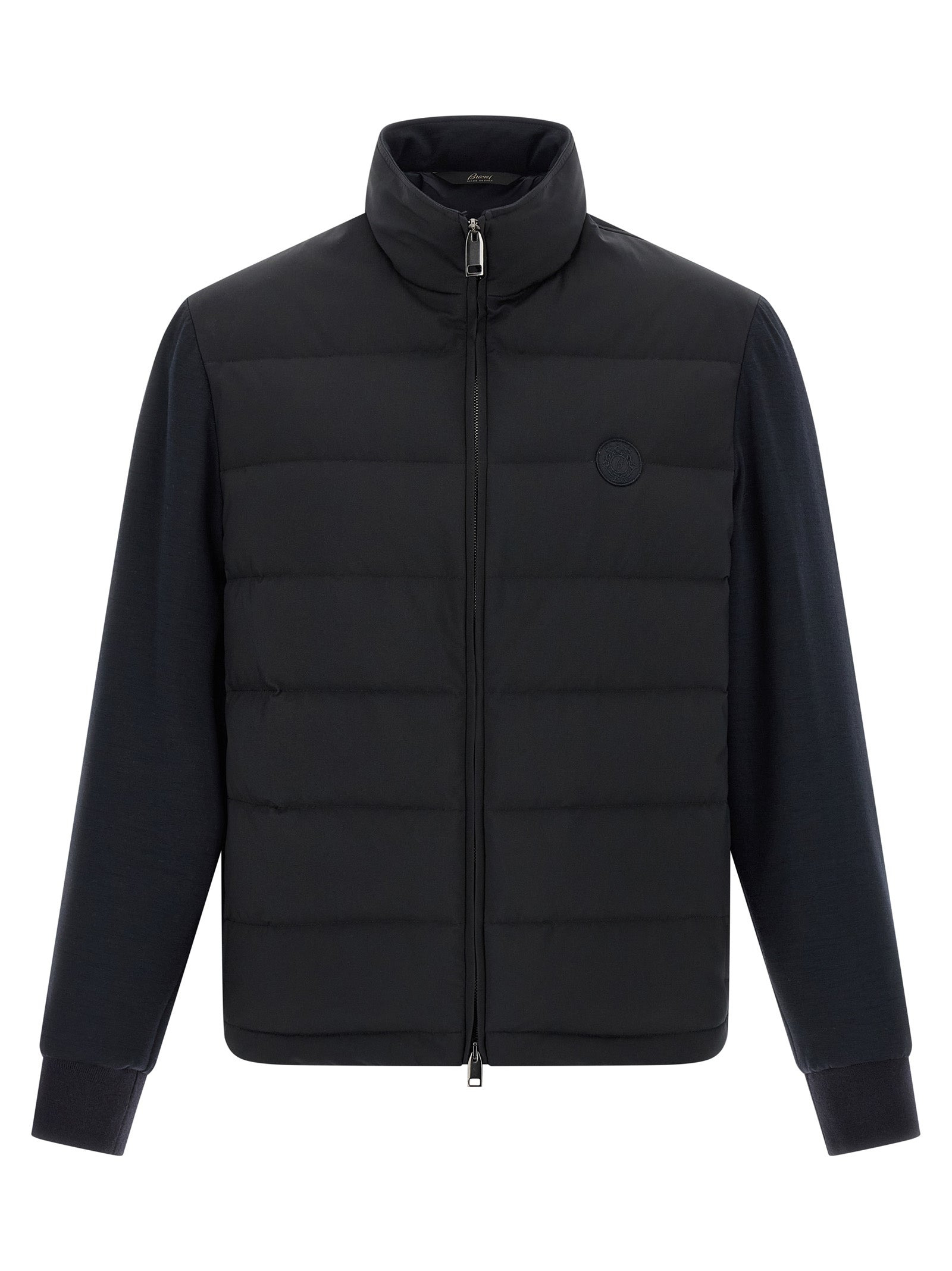 Mix Material Puffer Jackets Blue - 1