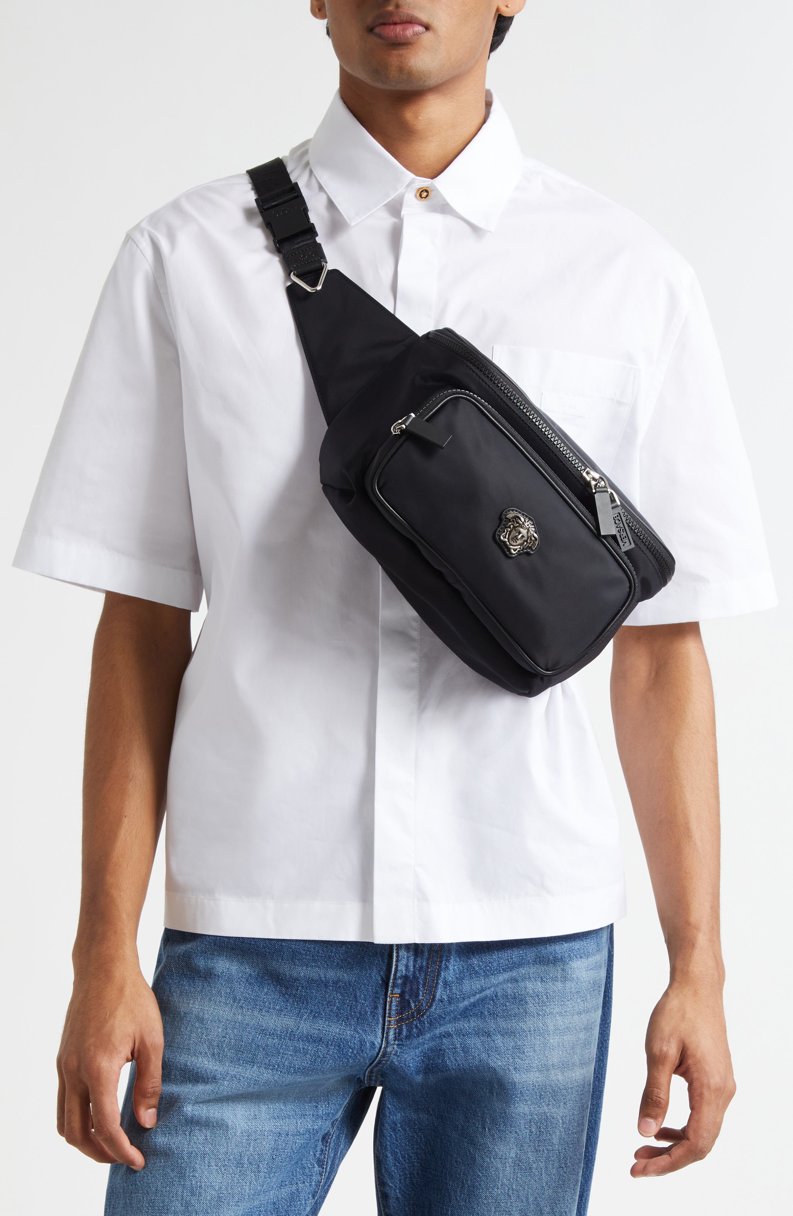 Versace La Medusa Nylon Belt Bag in Black-Palladium at Nordstrom - 2
