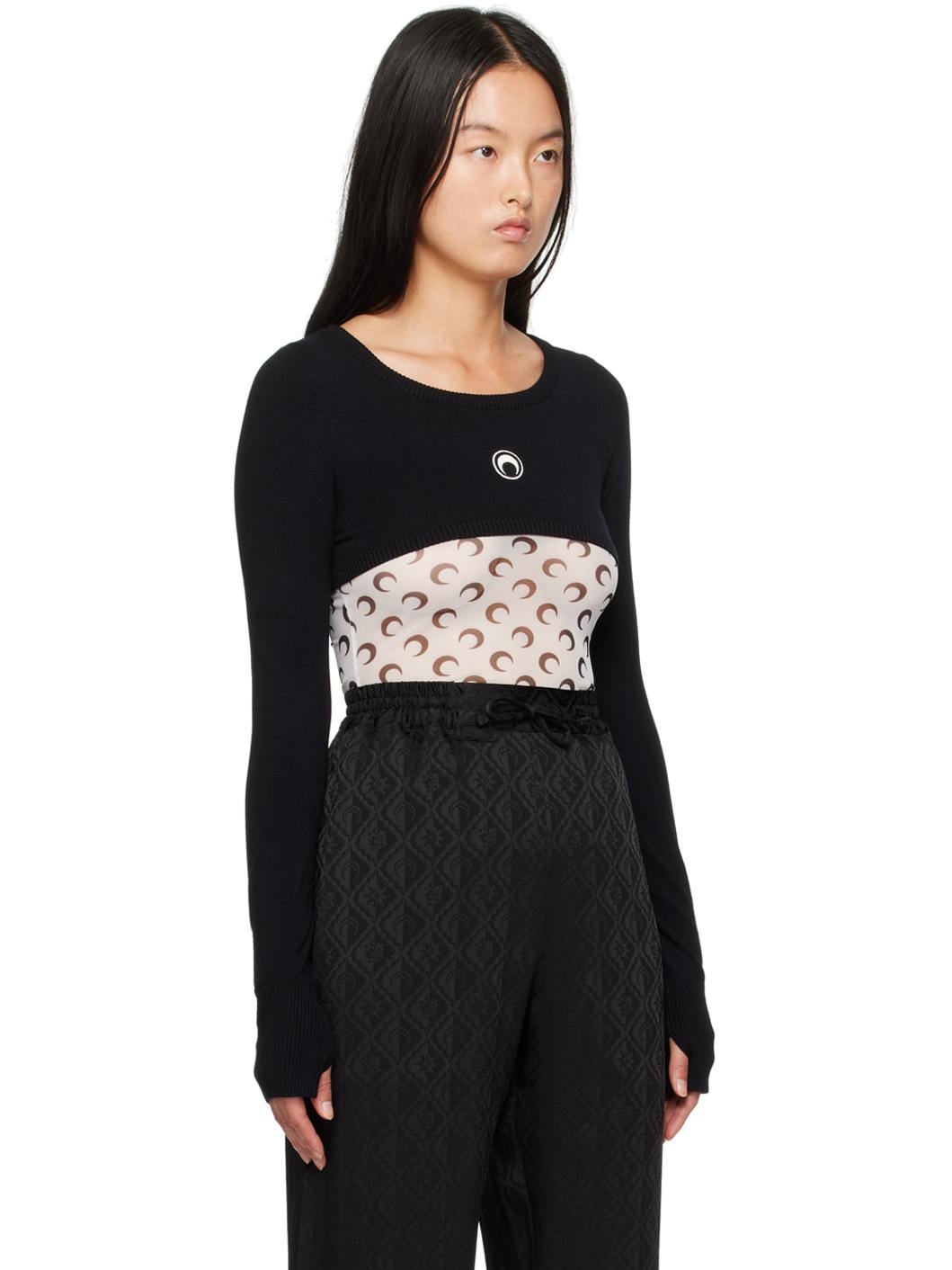 Black Mono Logo Cropped Sweater - 2