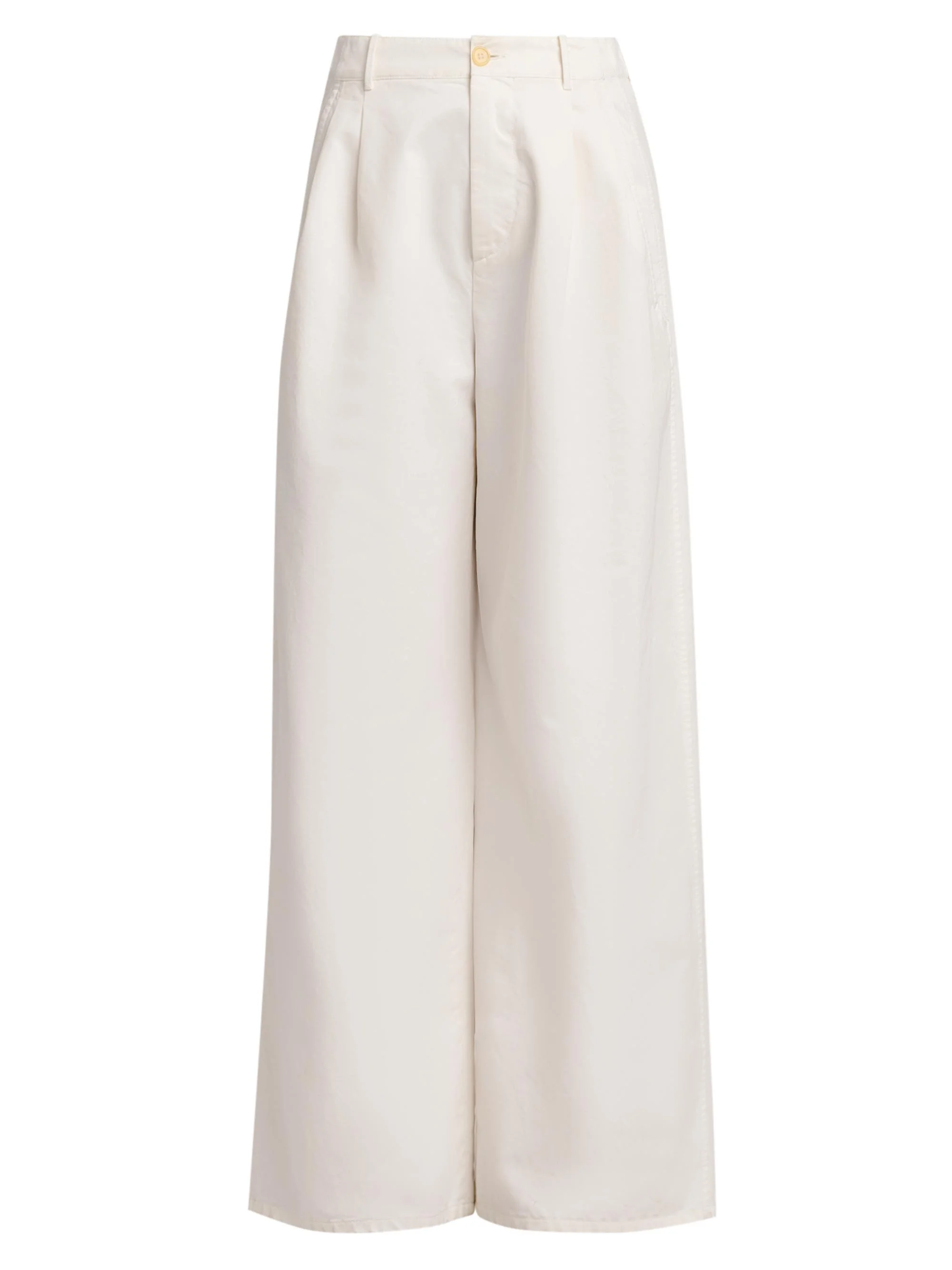 Women's Cotton Crease-Front Wide-Leg Trousers - Optic White - 1