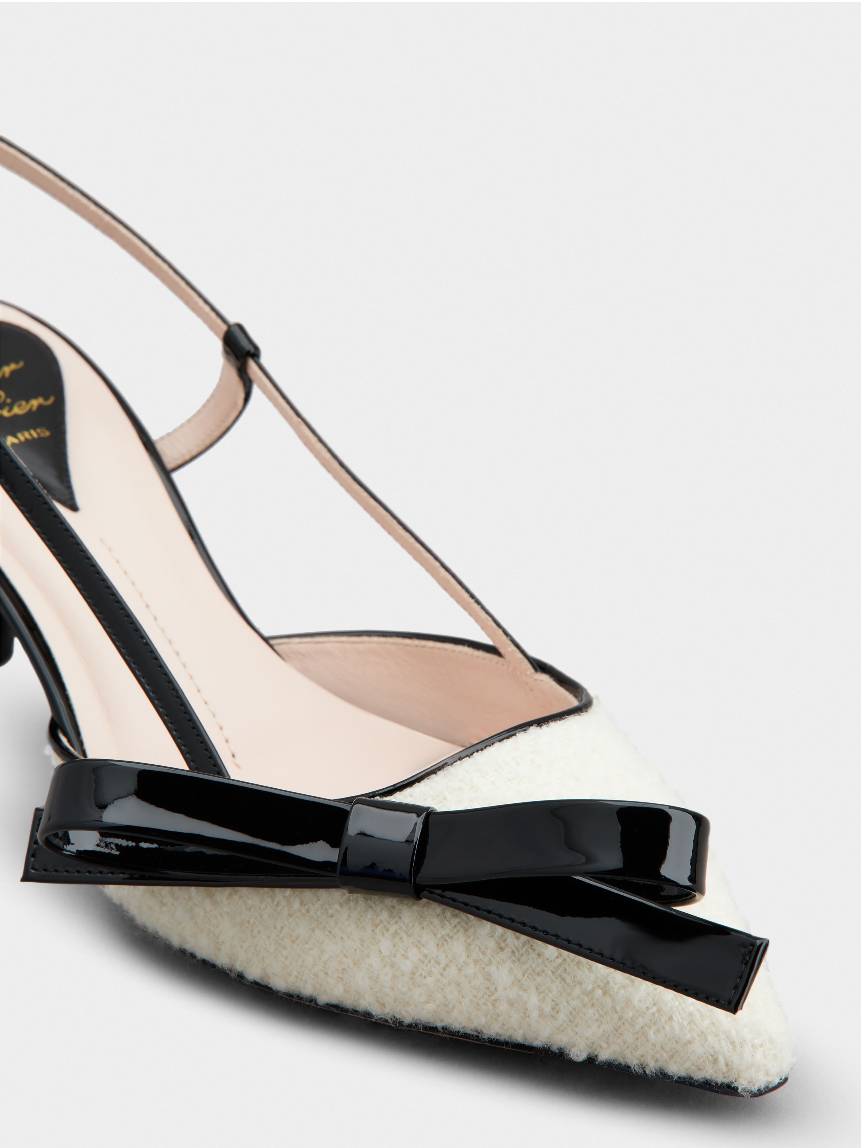 Virgule Bow Slingback Pumps in Fabric - 3