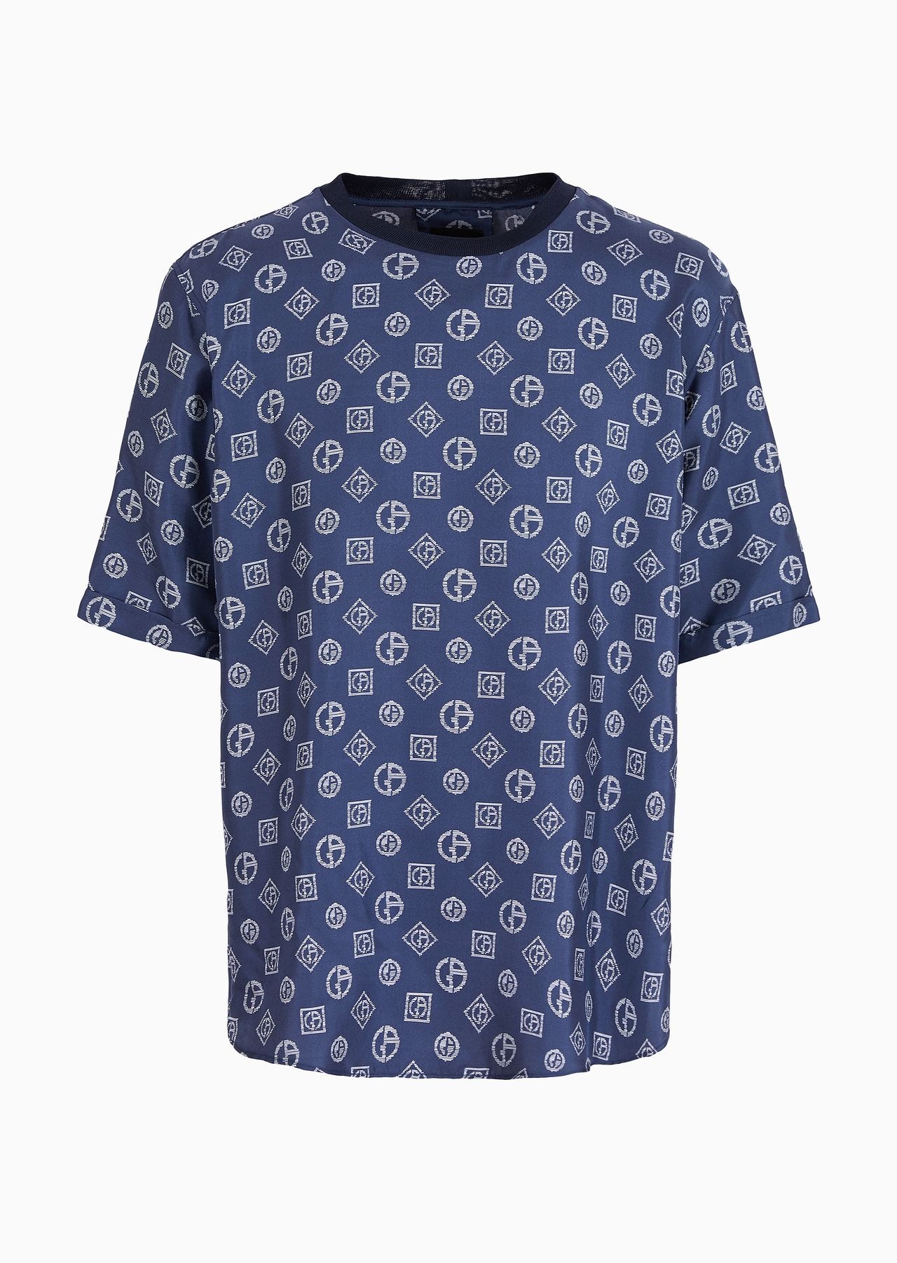 Monogram jacquard silk T-shirt shirt - 1