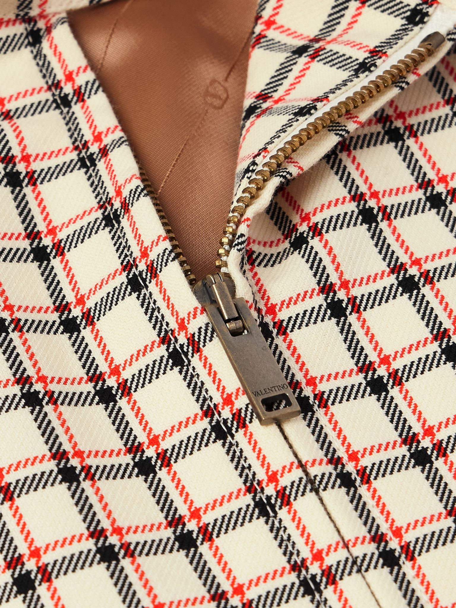 Checked Cotton-Twill Jacket Cream - 5