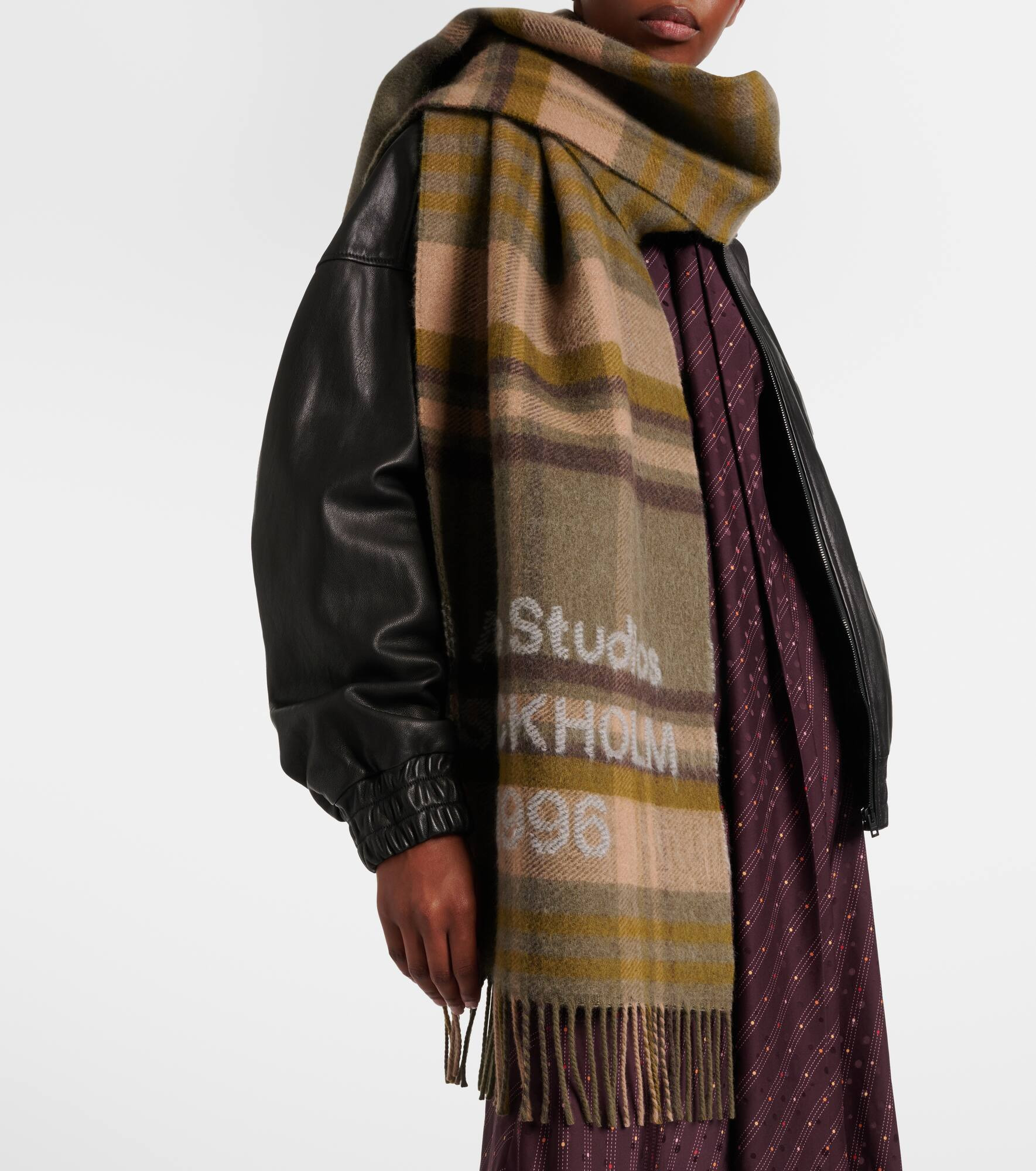 Logo checked wool scarf - 2