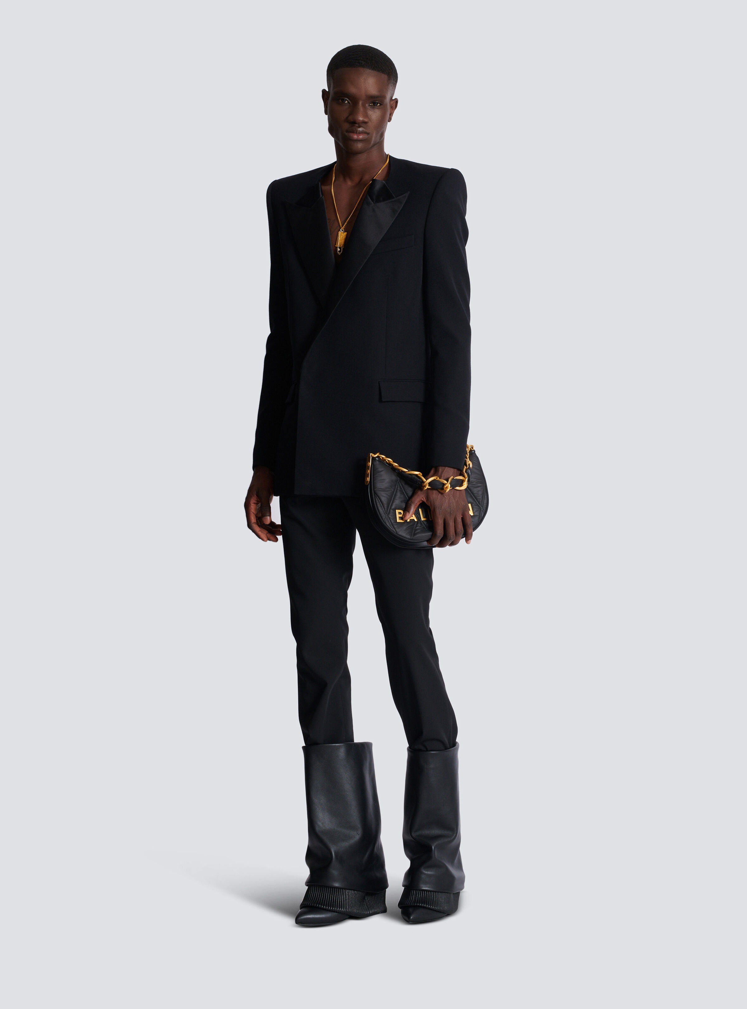Grain de poudre jacket with satin lapels - 2
