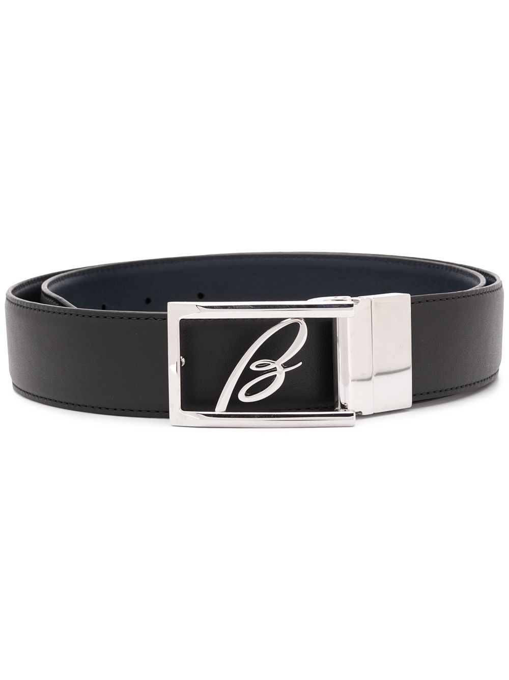 leather logo plaque belt - 1