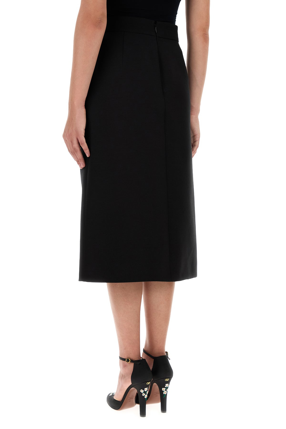 Black wool blend skirt - 4