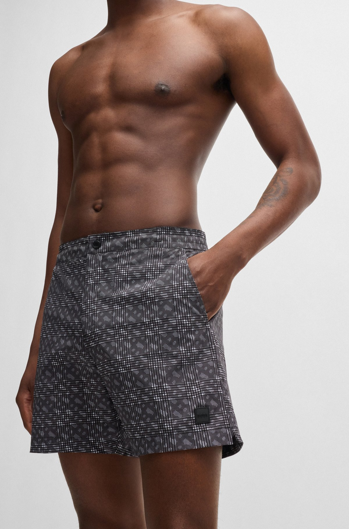 QUICK-DRY SWIM SHORTS WITH MONOGRAM PRINT - 4