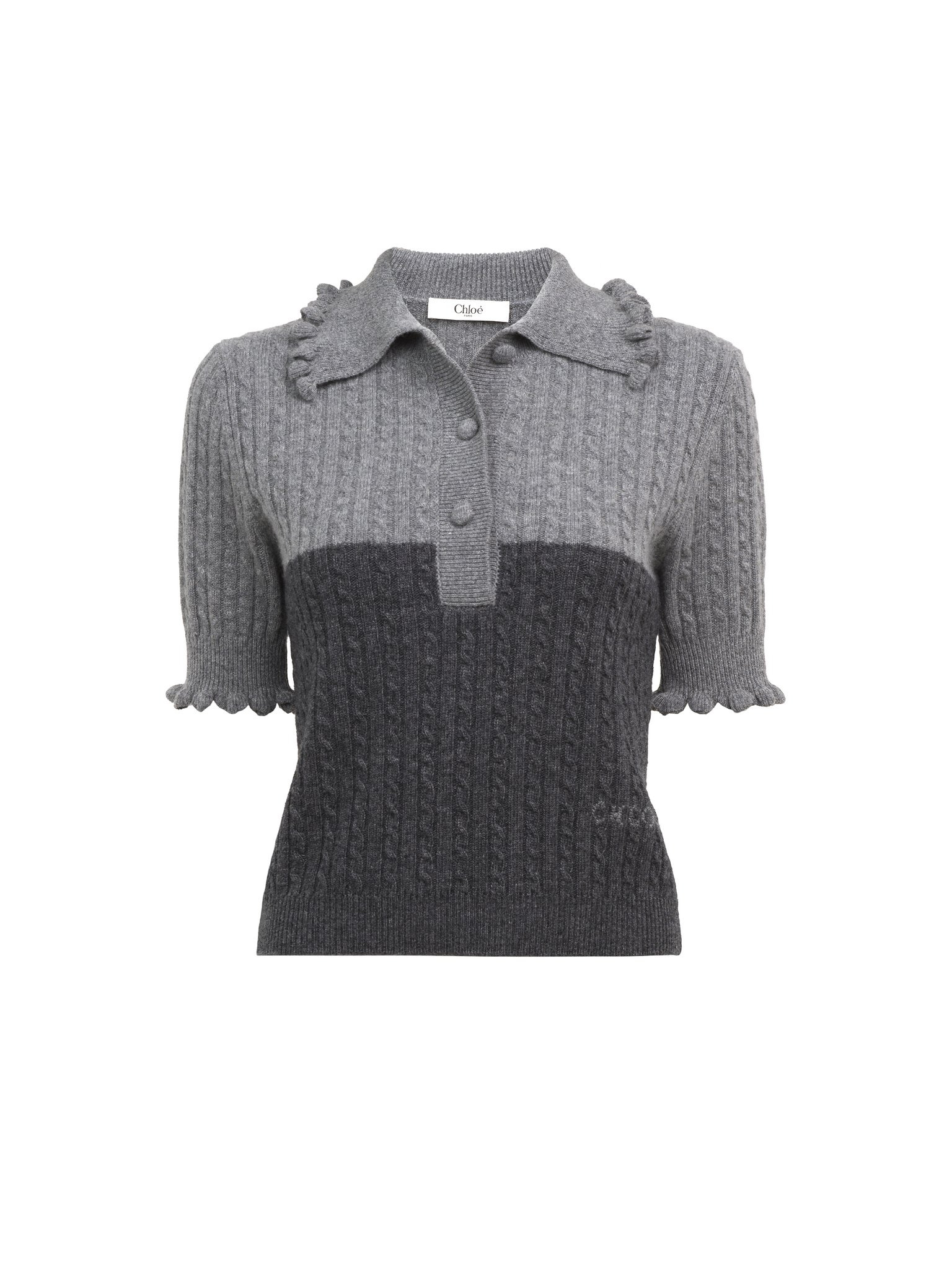 SHORT-SLEEVE POLO SWEATER IN A WOOL & CASHMERE KNIT - 1