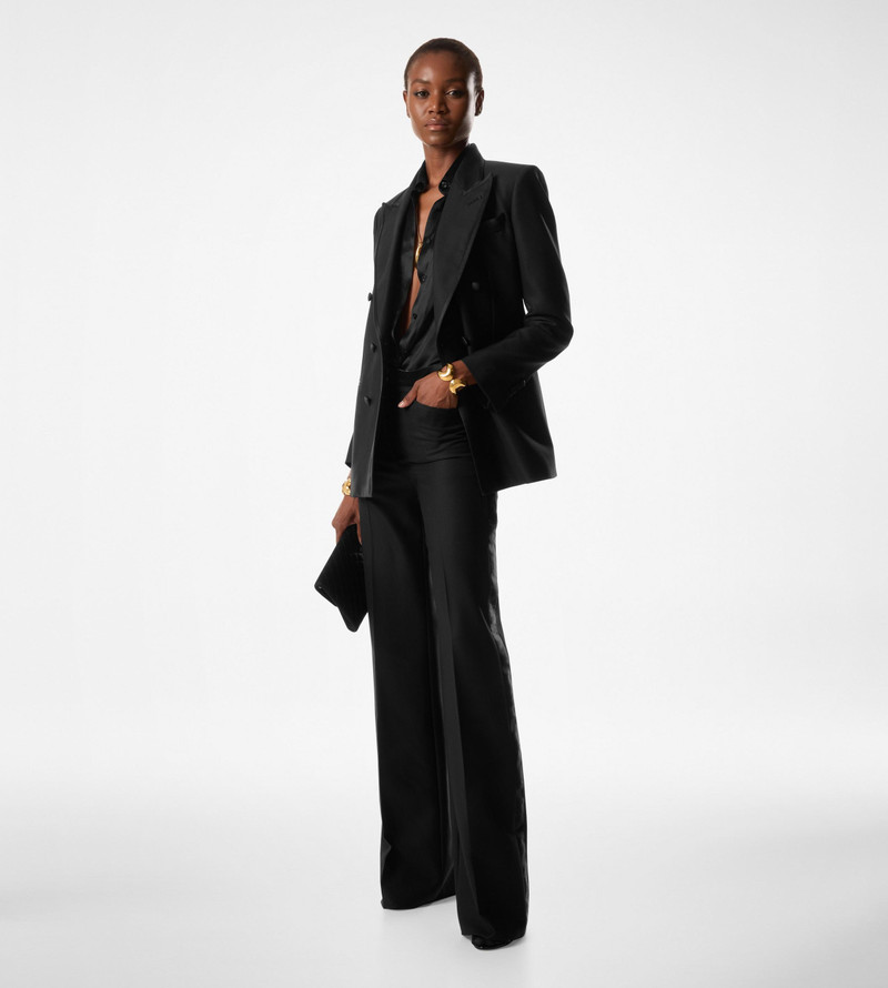 TOM FORD SILK BLEND TWILL TUXEDO TAILORED BOOT CUT PANTS outlook