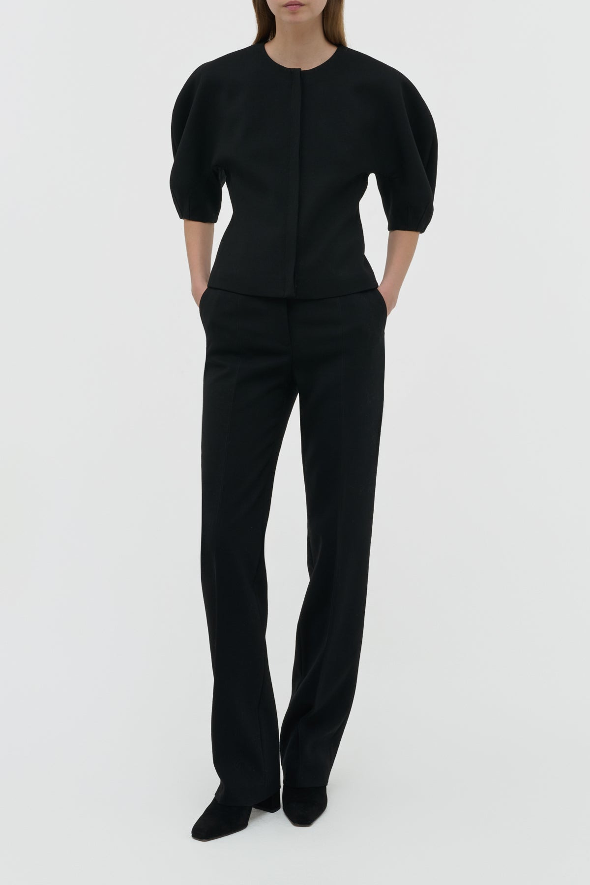 Cecilia Pant in Black Recycled Wool - 2