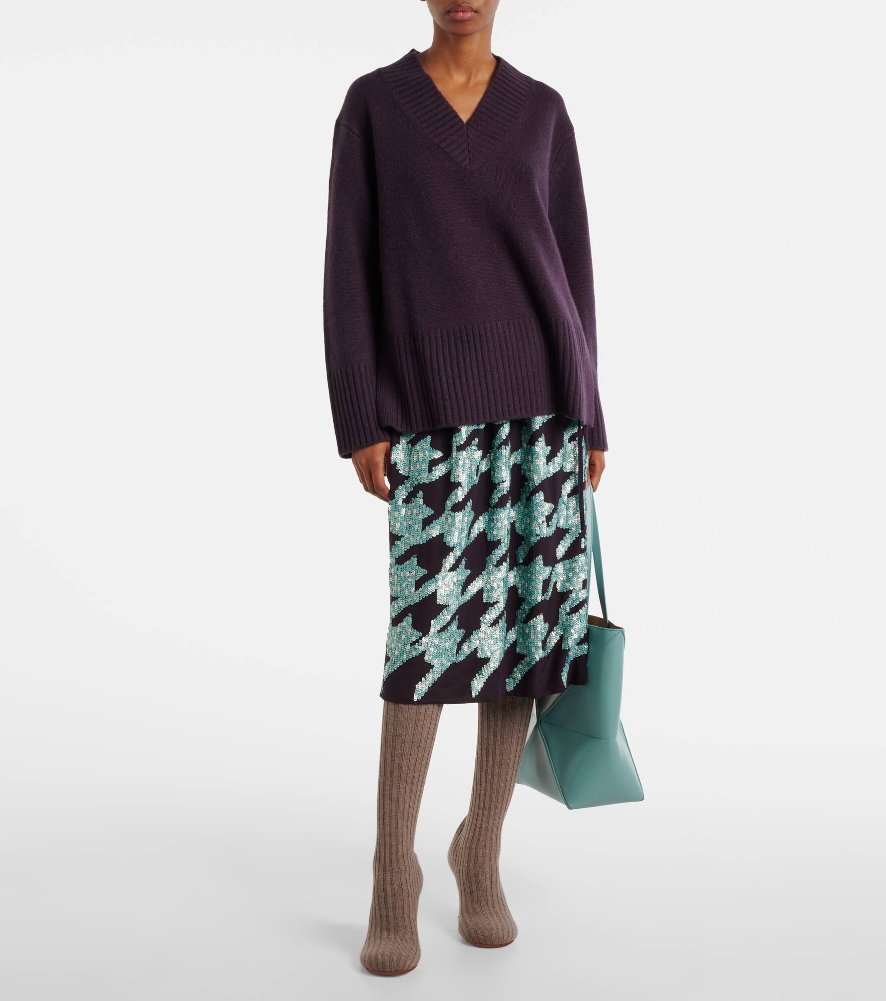 Veneda 95 stretch ribbed-knit knee boots - 3