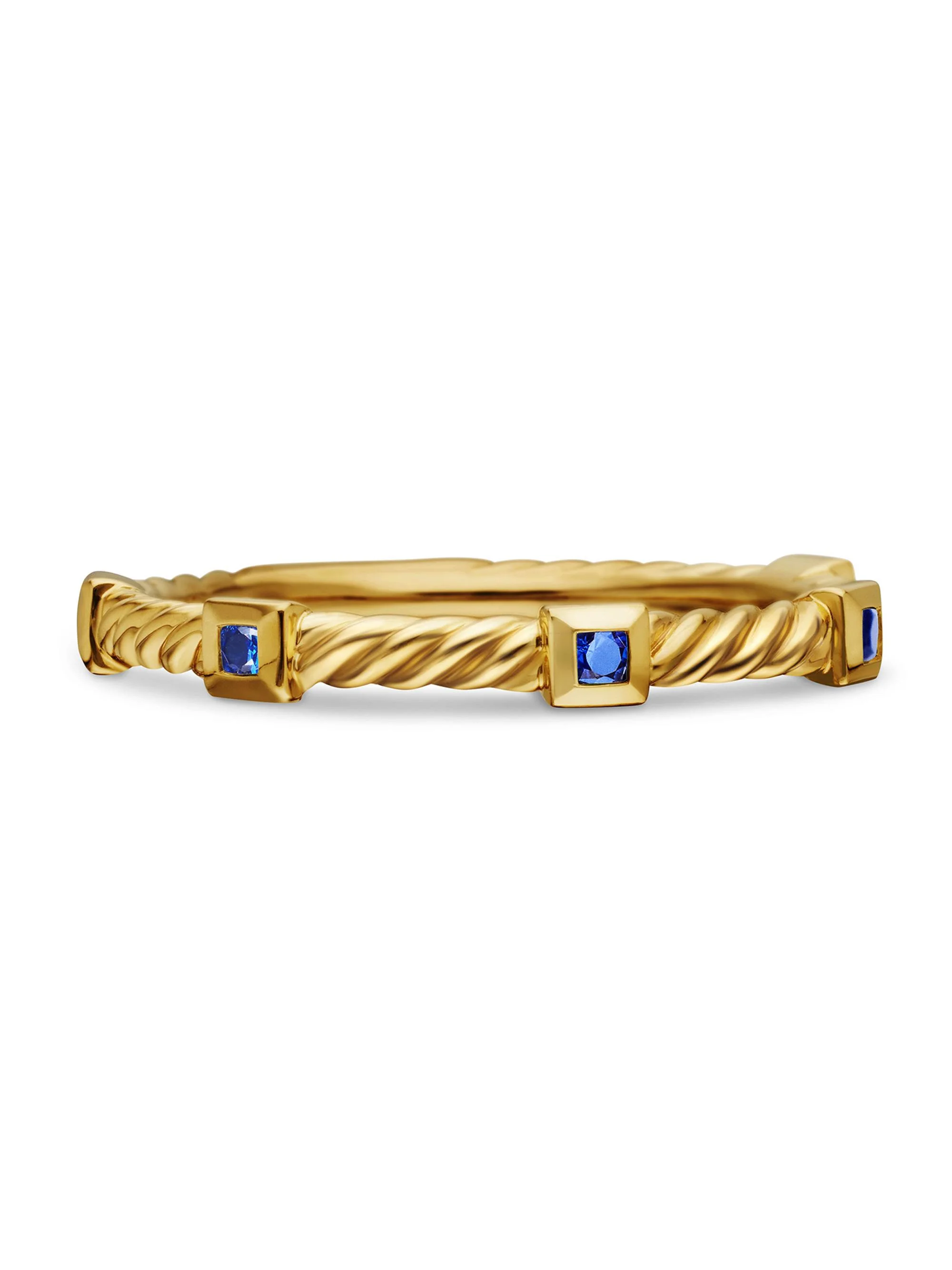 Women's Cable Collectibles Stack Ring in 18K Yellow Gold - Light Blue Sapphire - 1