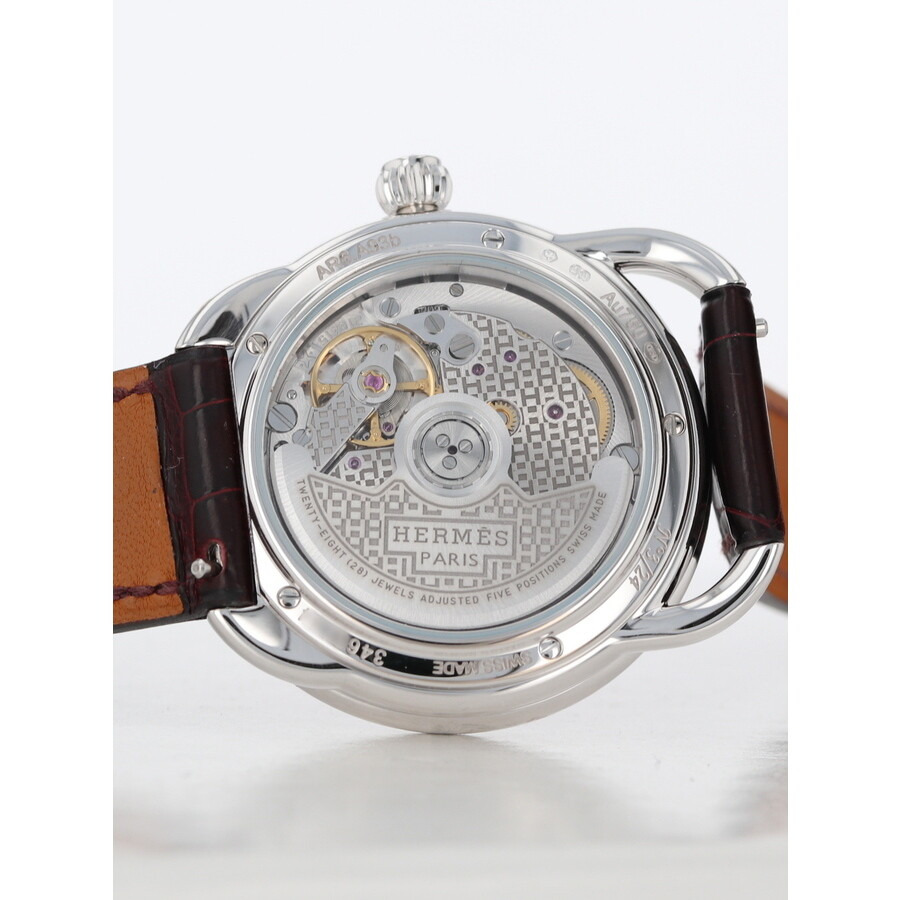 Pre-owned Hermes Arceau Baobab Cat Automatic Diamond Pink Dial Ladies Watch AR6.A93b - 6
