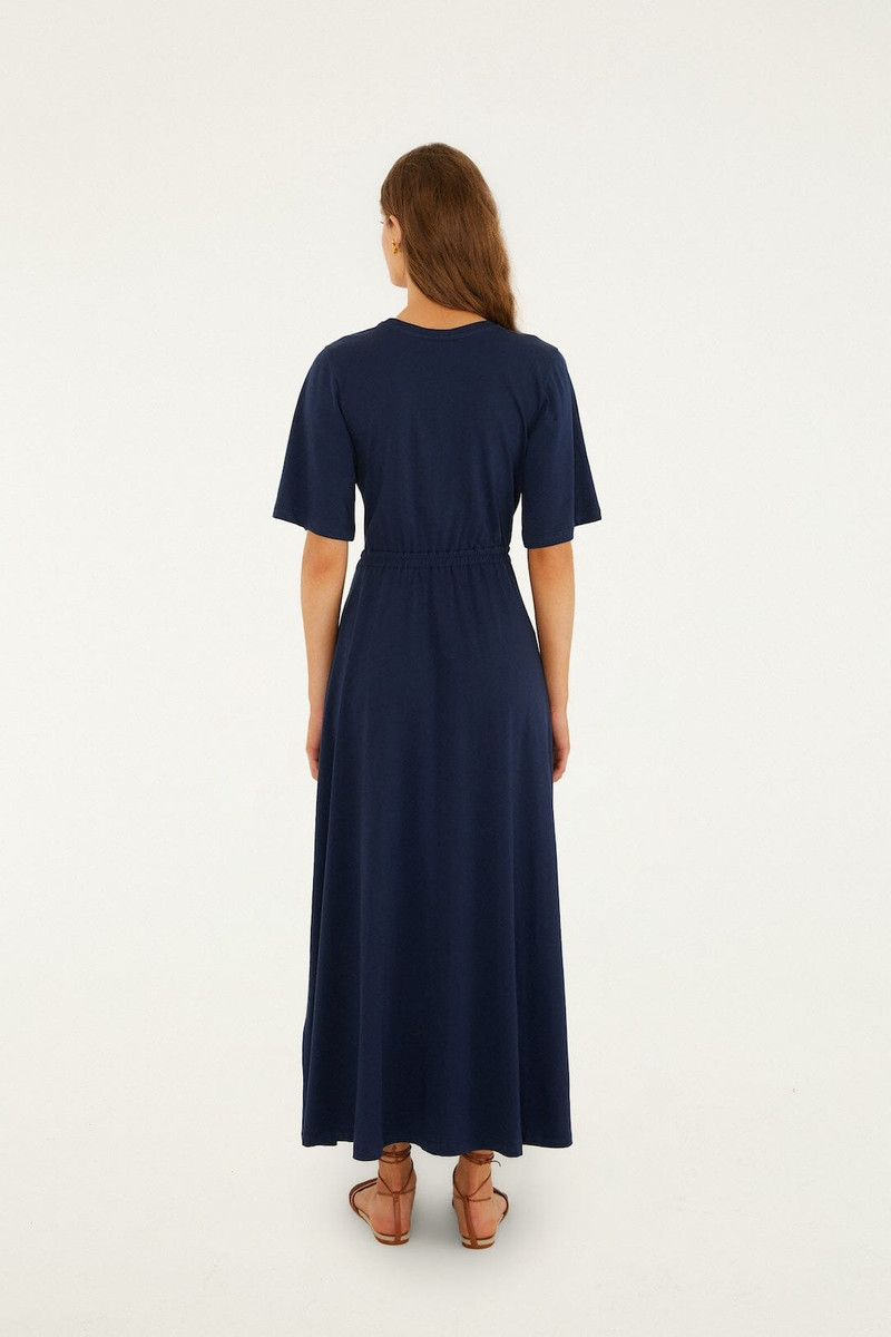 Dark Blue Cut-Out Short Sleeve Maxi Dress 3