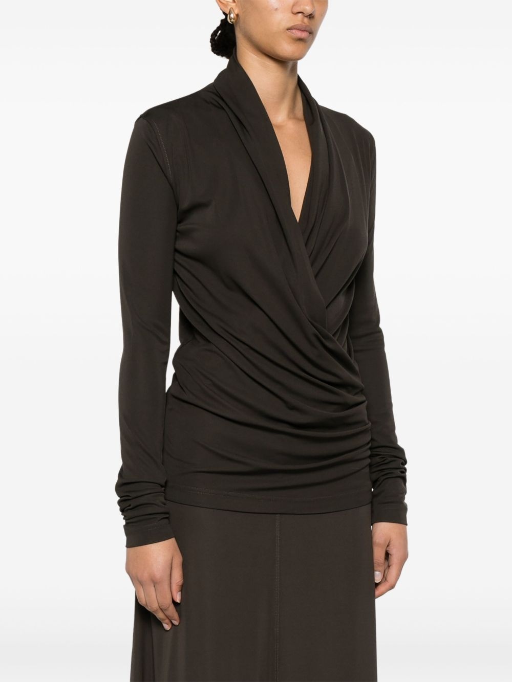 overlapped jersey top - 3