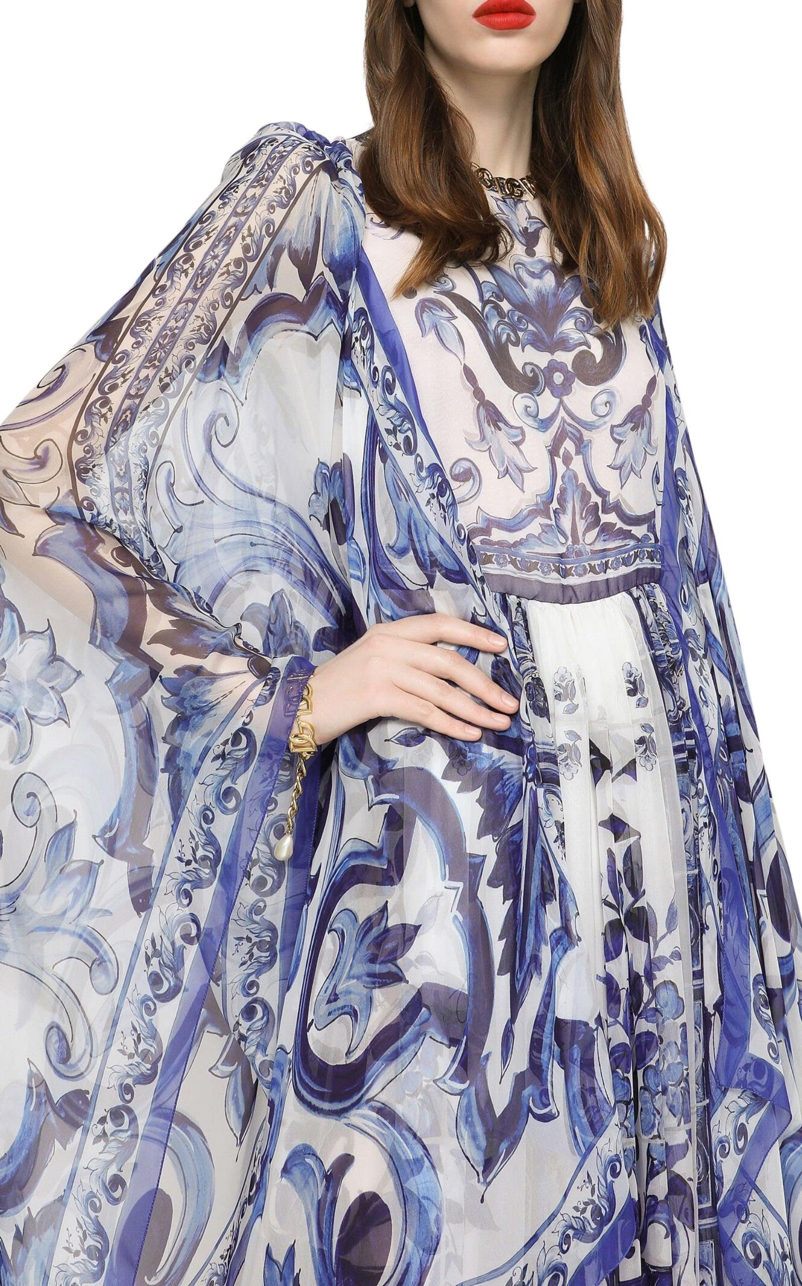 Blu Mediterraneo Painterly Chiffon Kimono Dress - 5