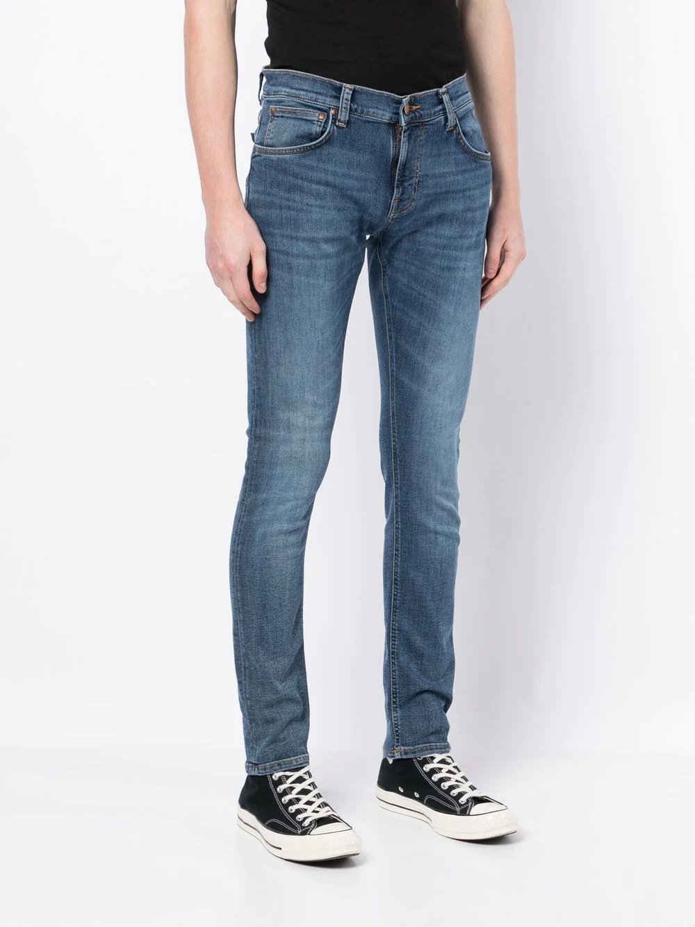 mid-wash skinny jeans - 3