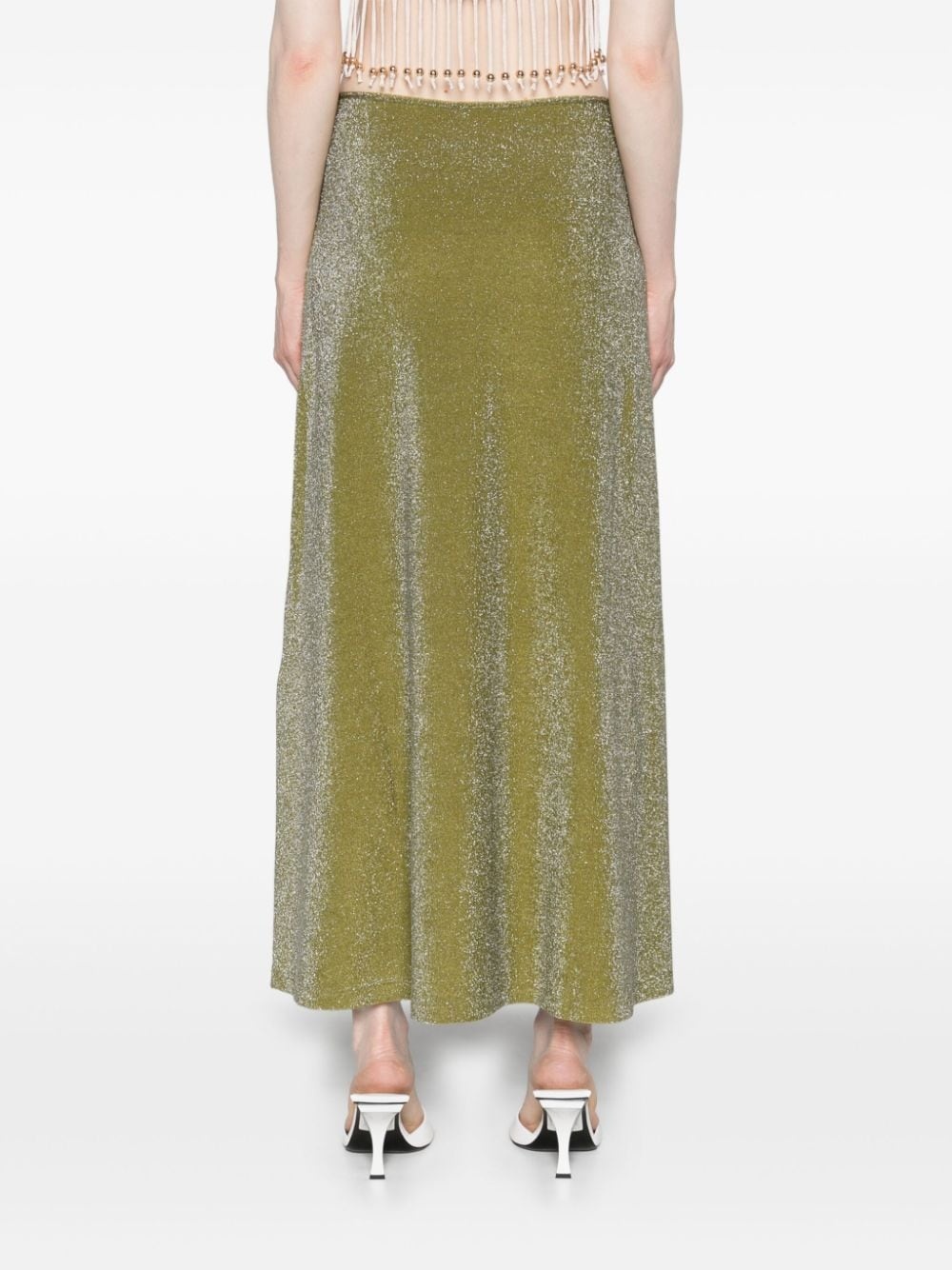 ring-detail lurex midi skirt - 4