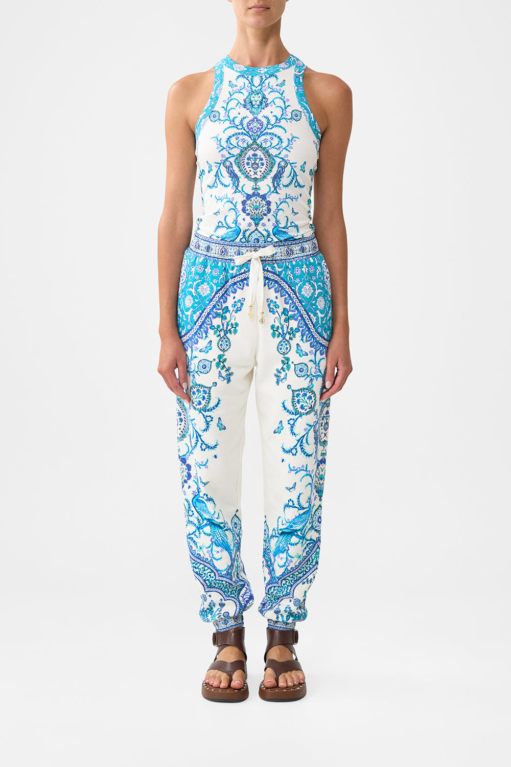 JERSEY TRACK PANT WITH SILK DETAILS - 2
