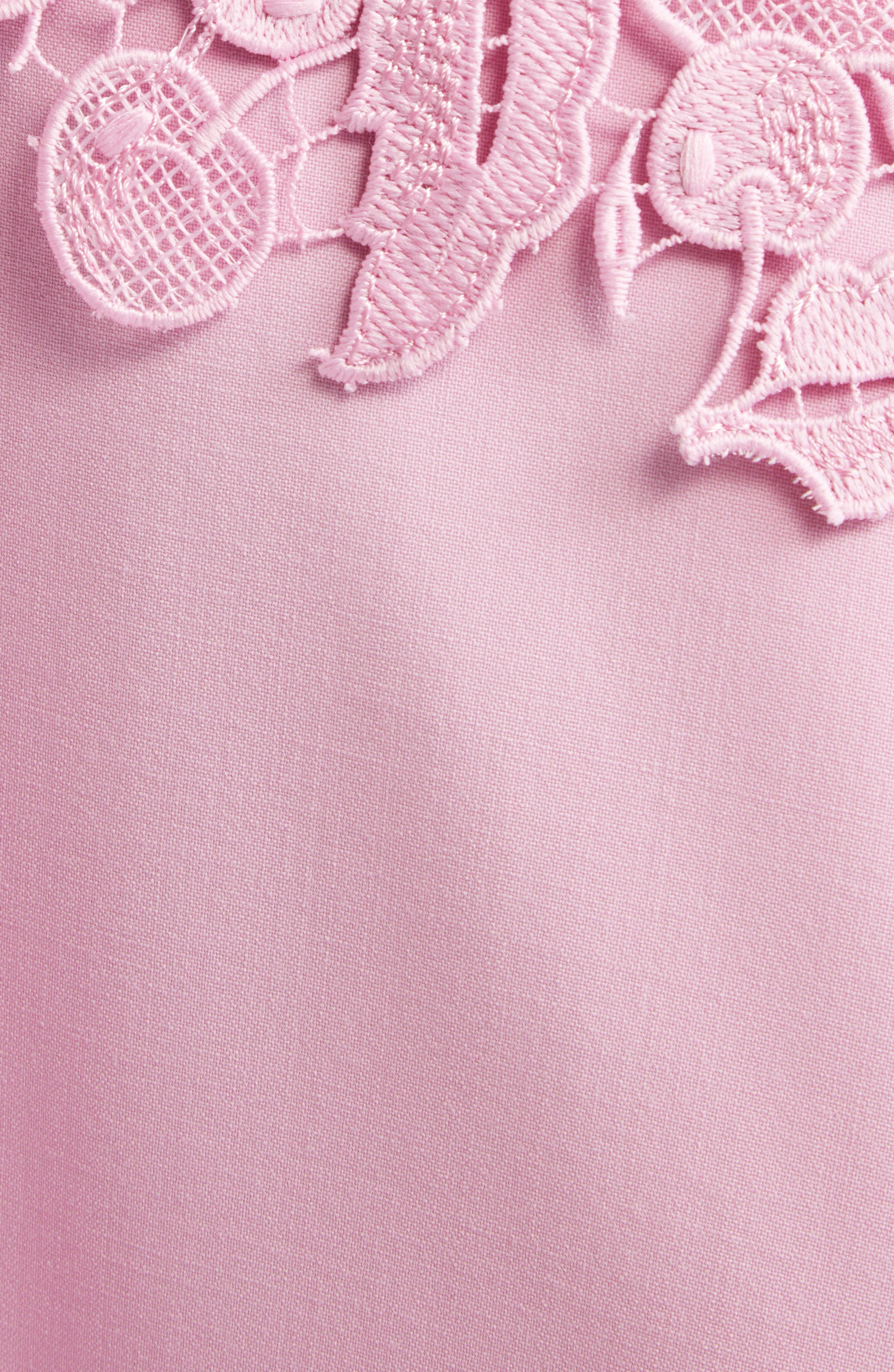 Oscar de la Renta Cherry Blossom Guipure Lace Trim Belted Midi Dress in Lily at Nordstrom - 6