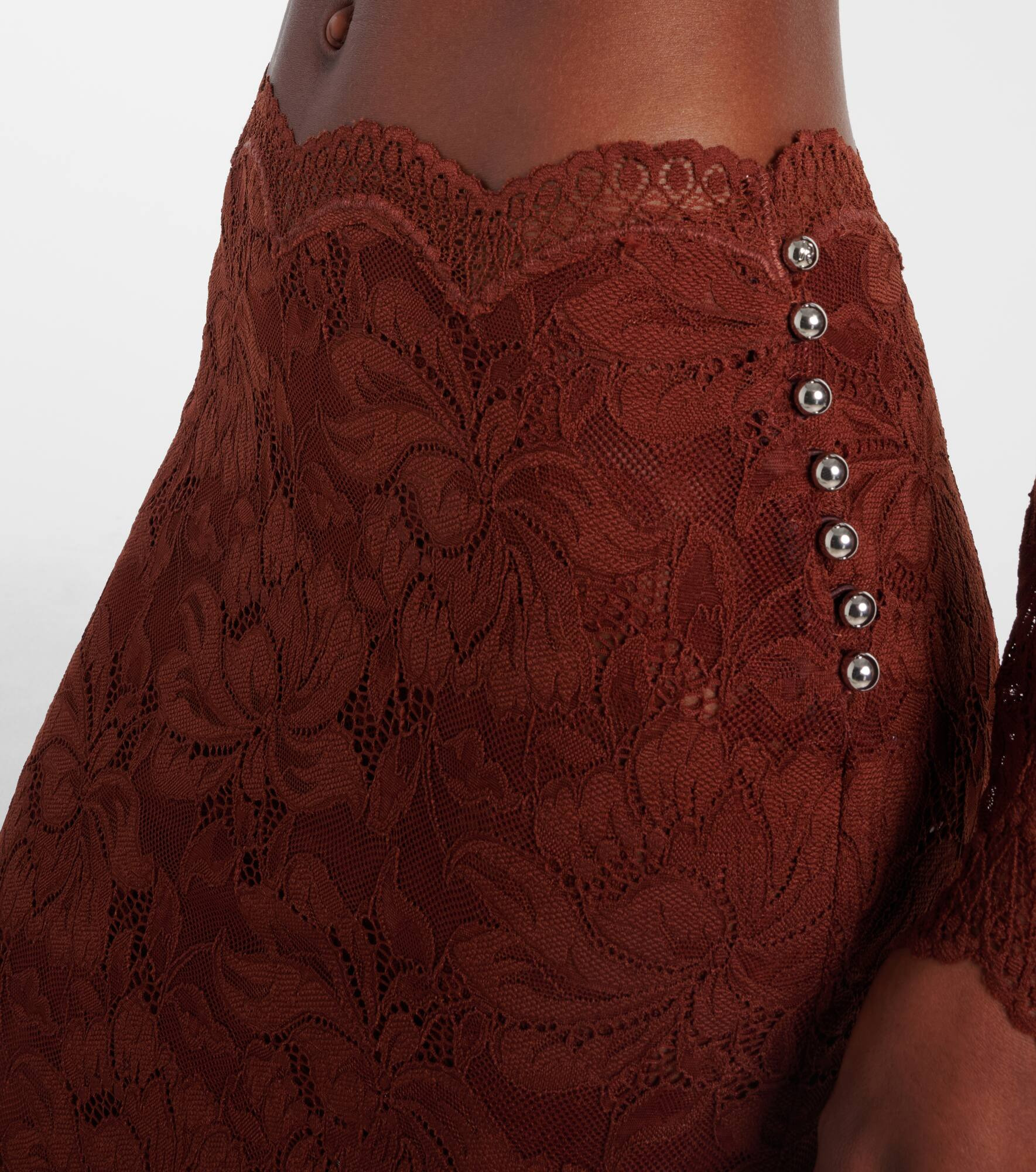 Floral lace midi skirt - 4