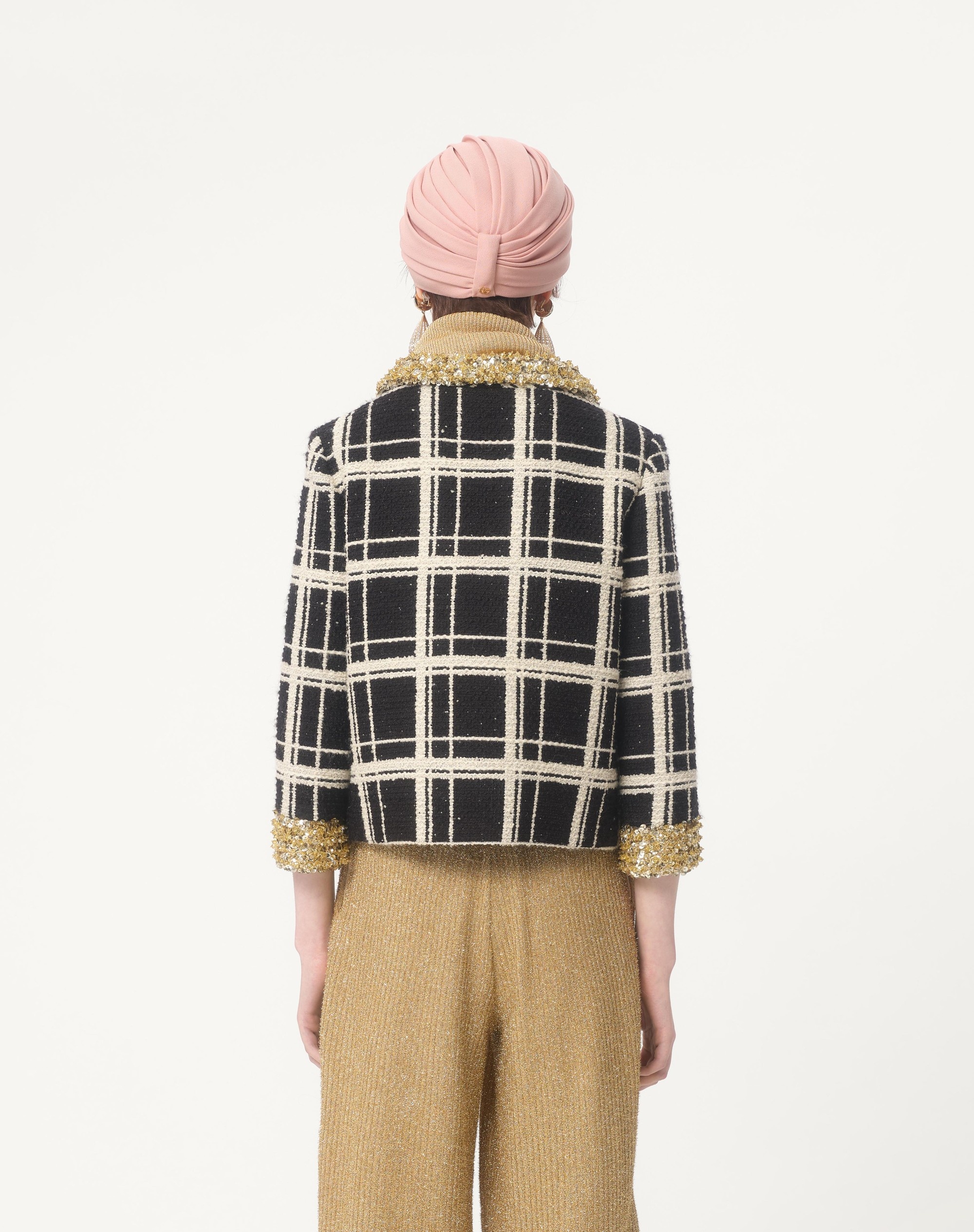 EMBROIDERED MACRO CHECK TWEED JACKET - 8