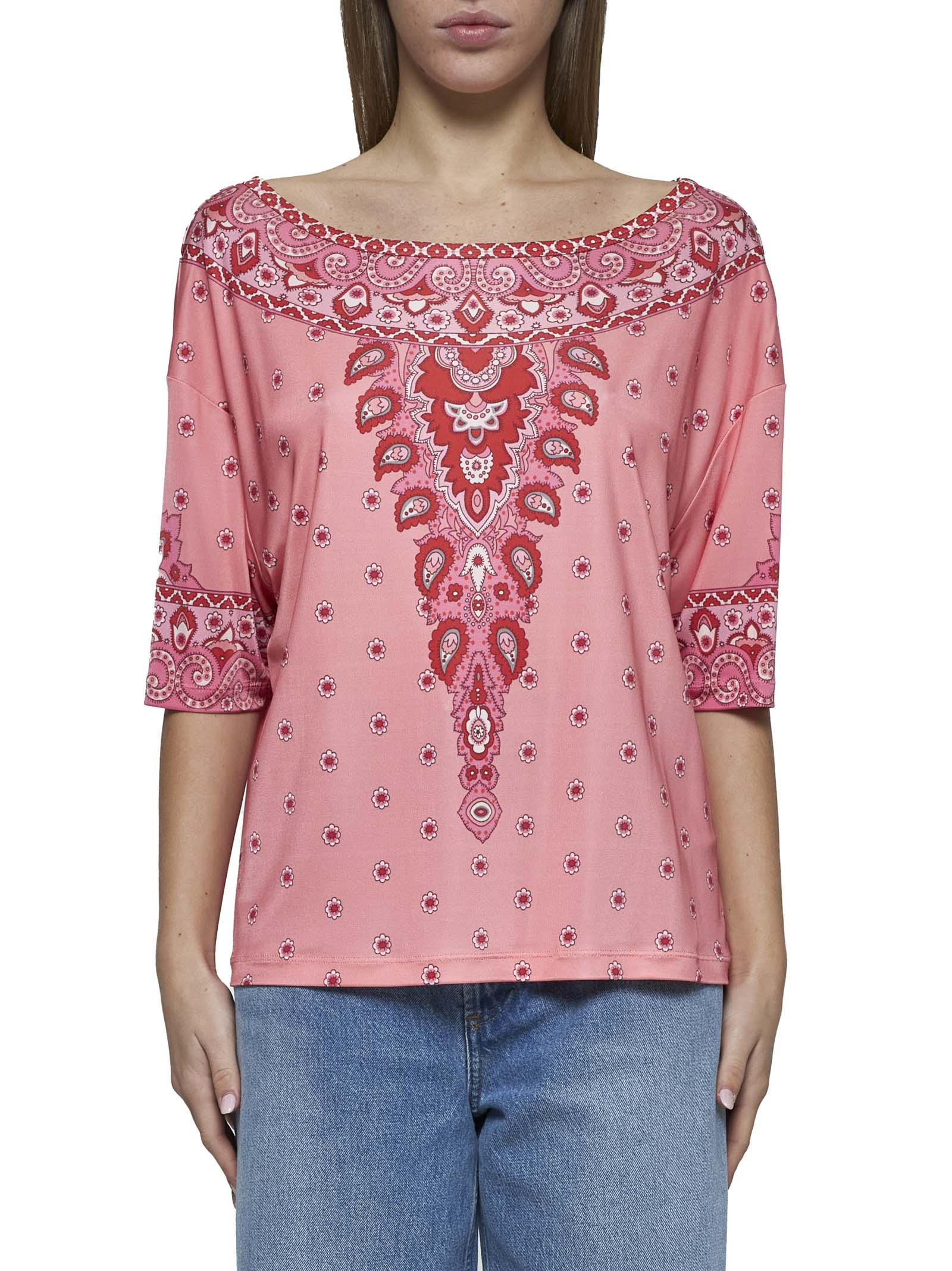 Pink Paisley print stretch jersey top - 3