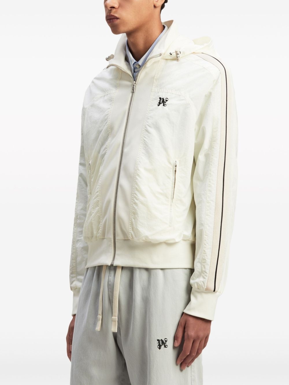 logo-embroidered hooded jacket - 4