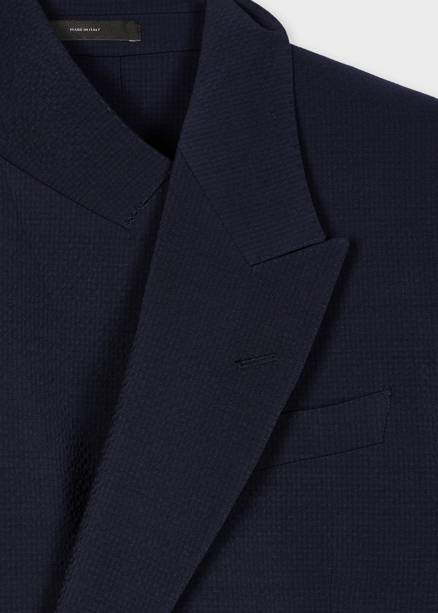 Dark Navy Seersucker Double-Breasted Blazer - 2