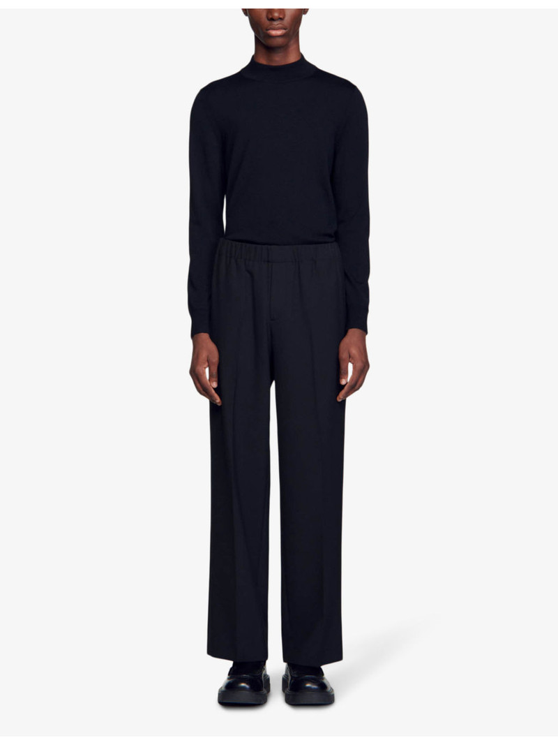 Sandro Elasticated-waist wide-leg stretch-woven trousers outlook
