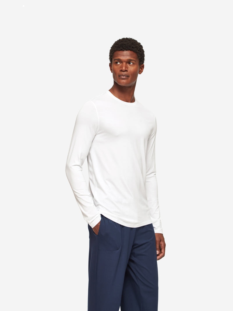 Men's Long Sleeve T-Shirt Basel Micro Modal Stretch White - 3