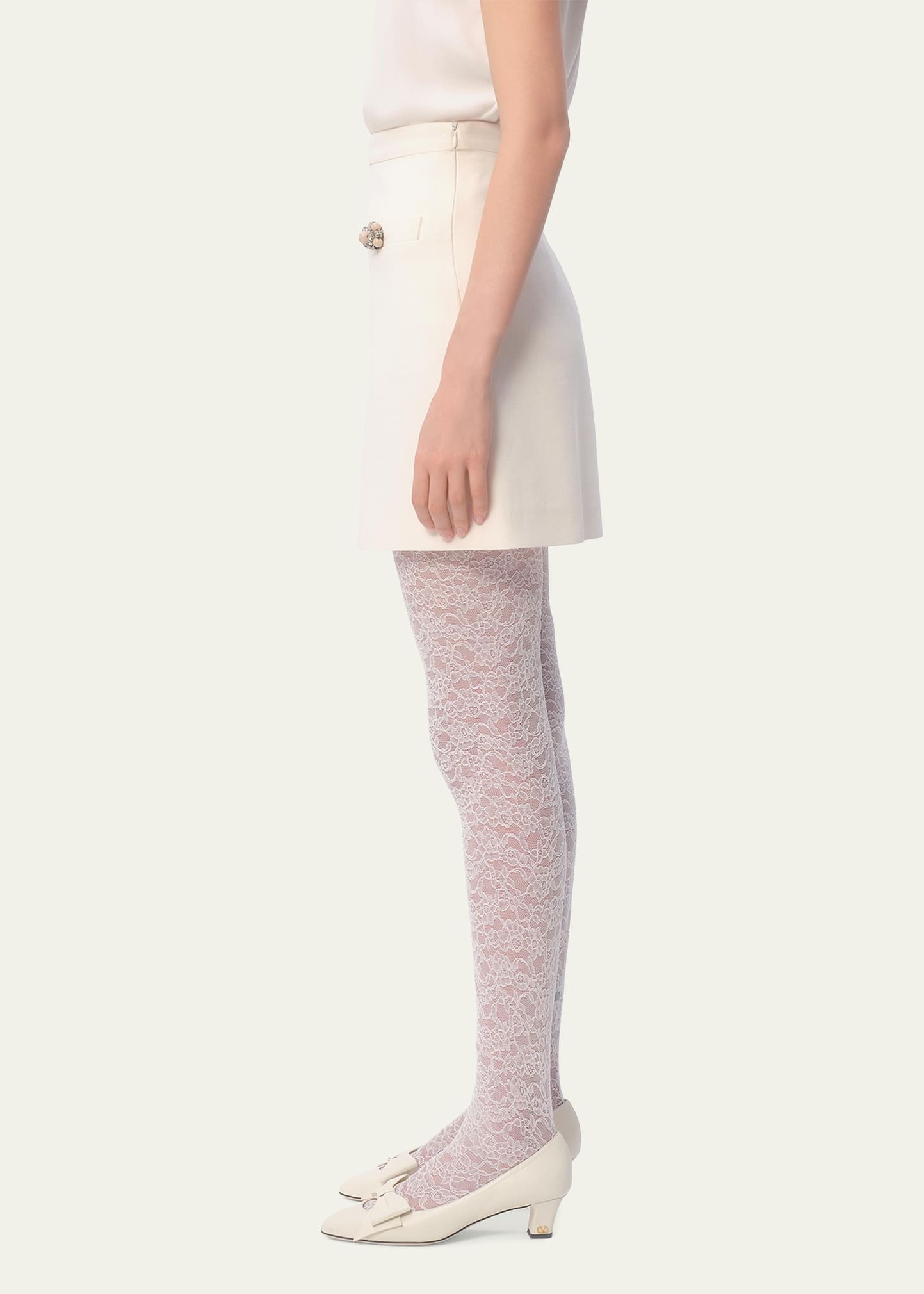 Brooch Wool Mini Skirt - 4