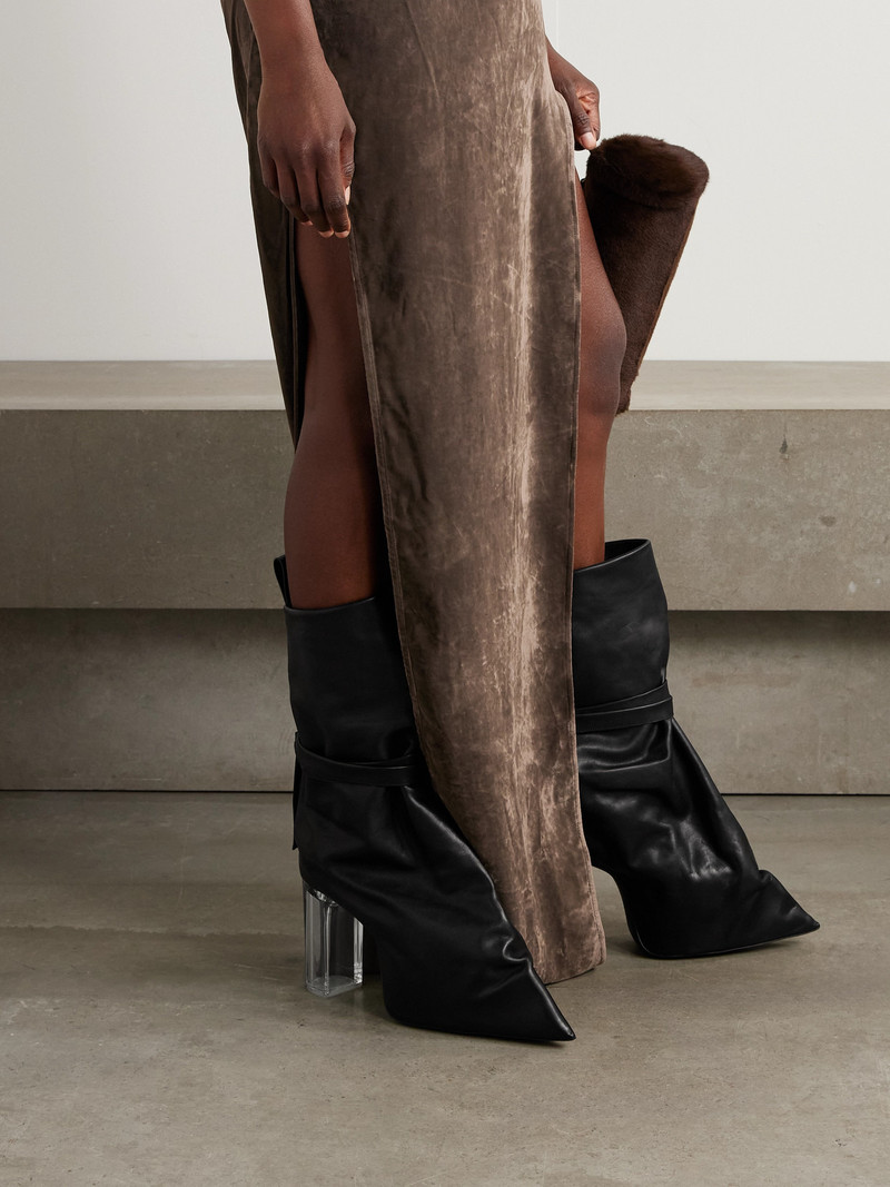 Rick Owens Tied Taco Kiss Leather Ankle Boots outlook