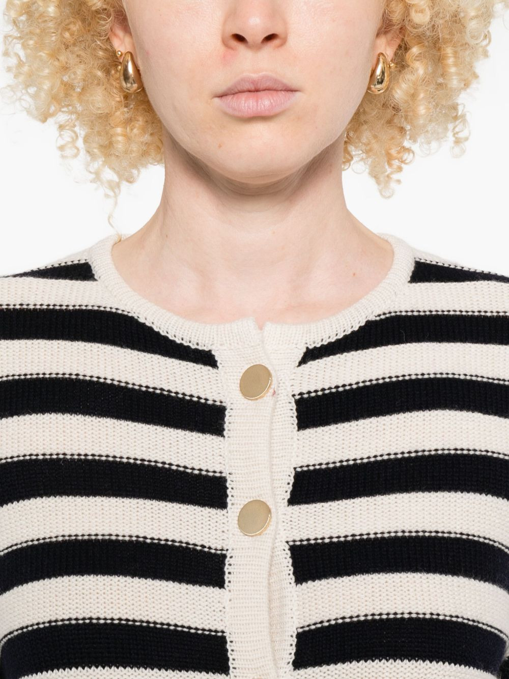 striped button cardigan - 5
