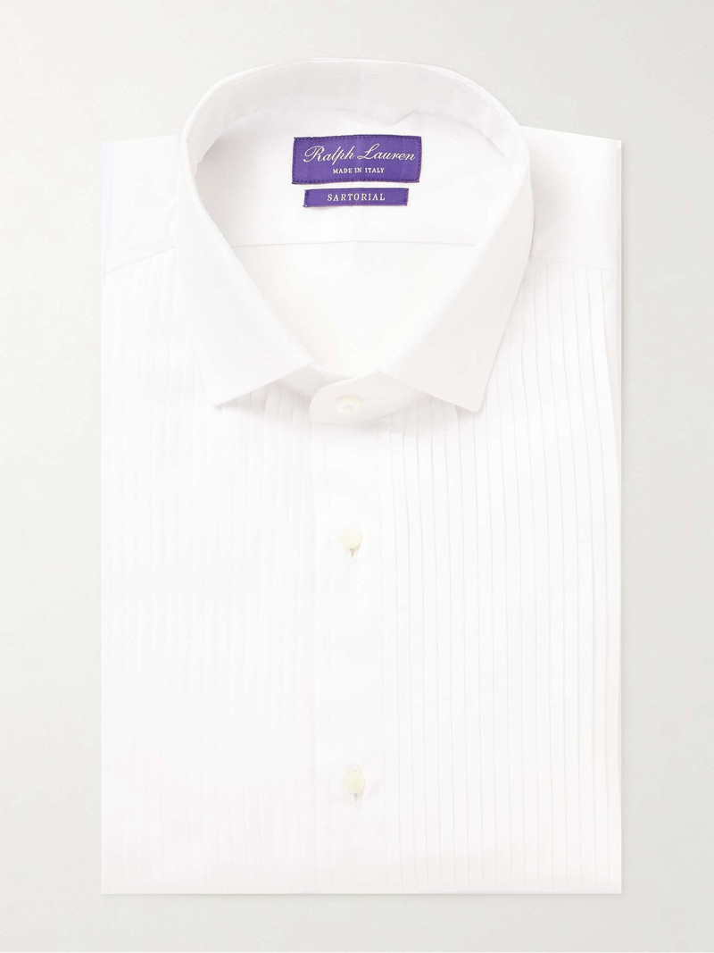 Double-Cuff Bib-Front Cotton-Poplin Shirt - 1