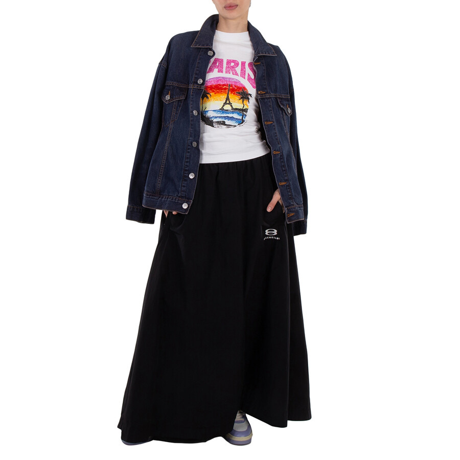 Balenciaga Ladies Hourglass Cotton Denim Jacket In Dark Indigo / Madder - 2
