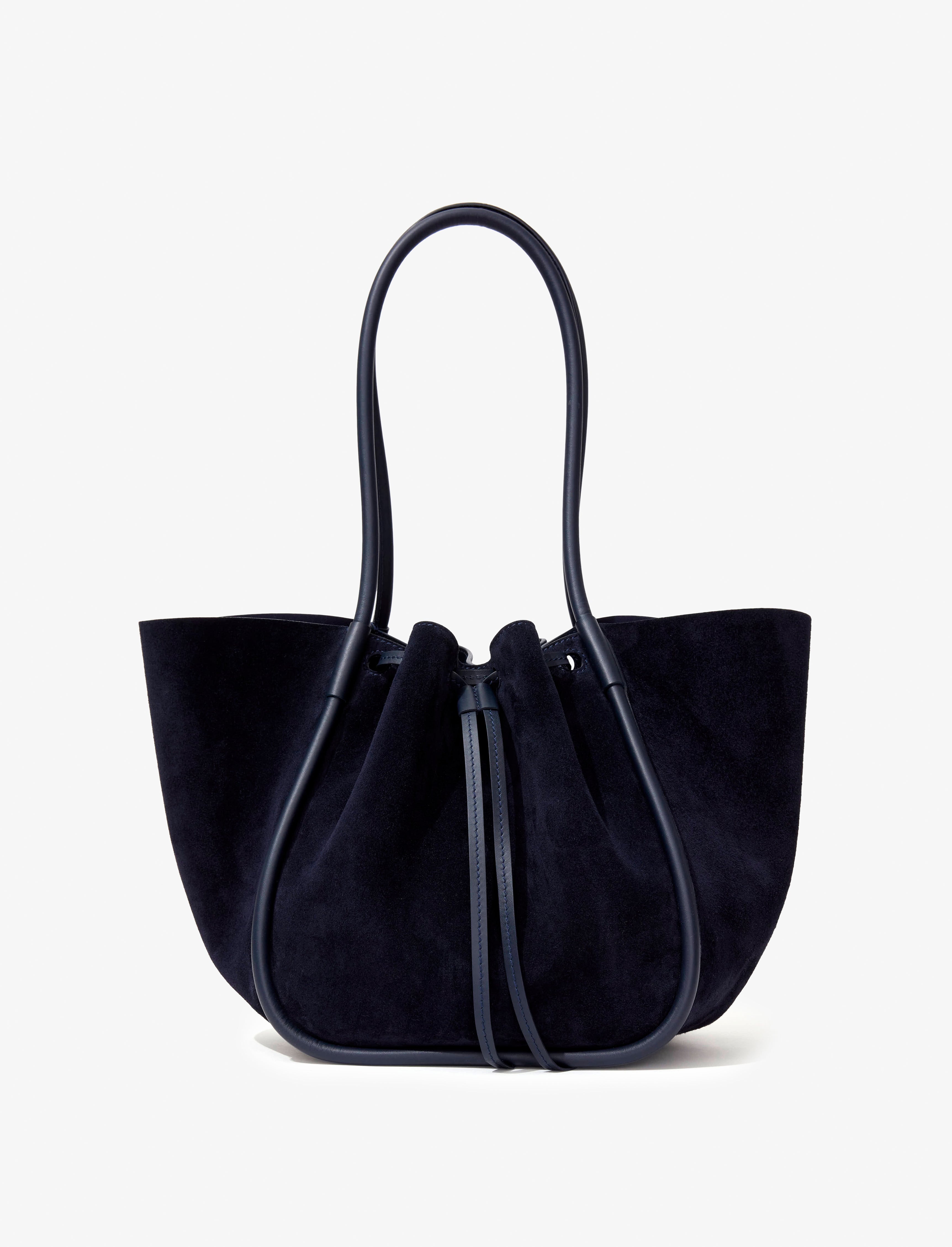 Large Ruched Tote in Soft Suede - 1