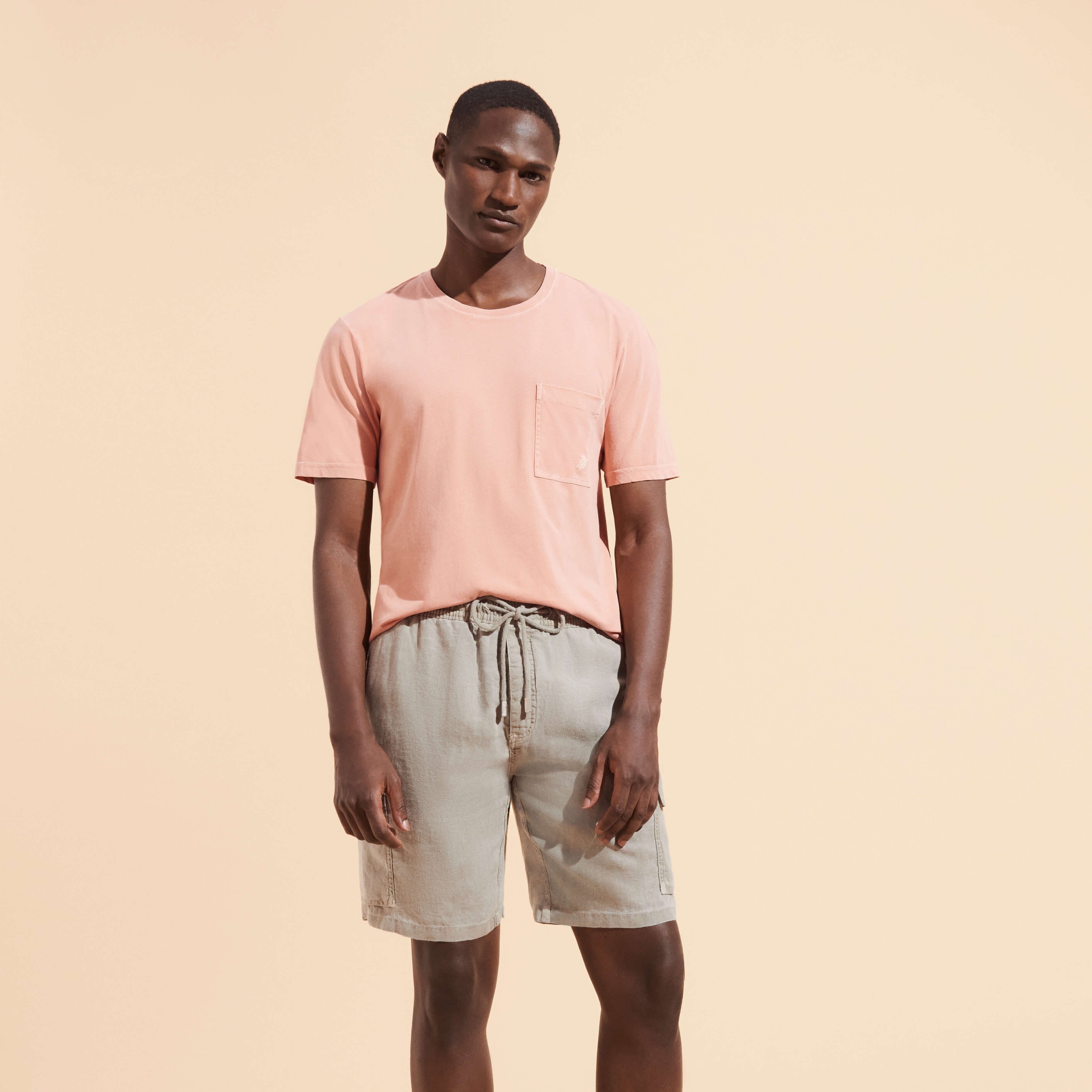 Men Linen Bermuda Shorts Mineral Dye - 5