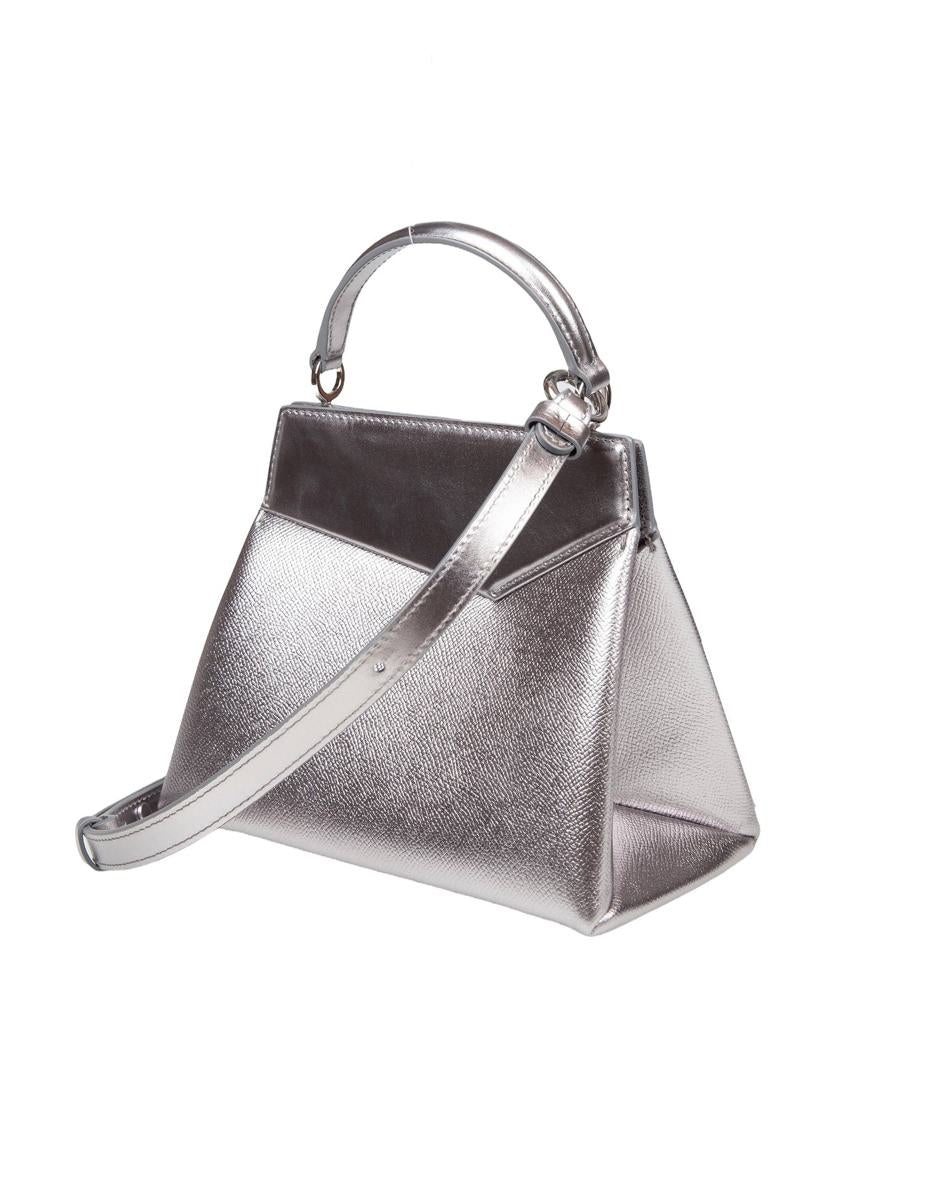 Maison Margiela Snatched Small Handbag In Grained Metallic Leather - 3