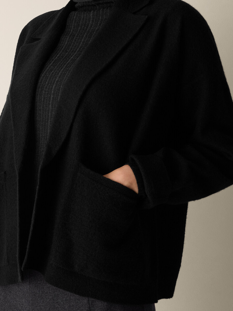 Fine Felted Wool Notch Collar Cardigan in Regenerative Wool 5